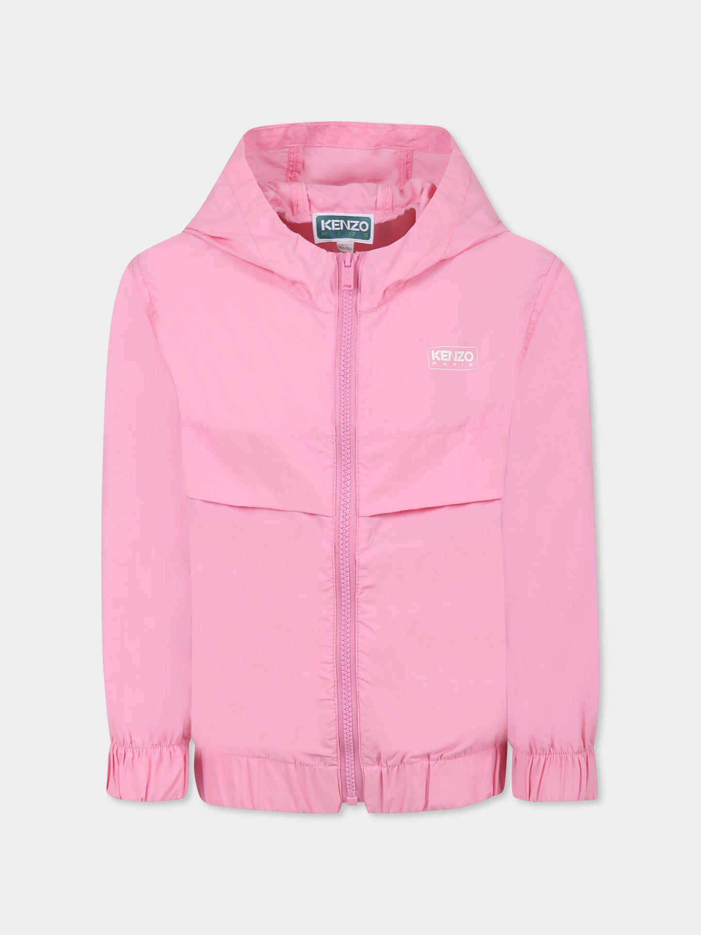 Giacca a vento rosa per bambina con logo,Kenzo Kids,K61155 465