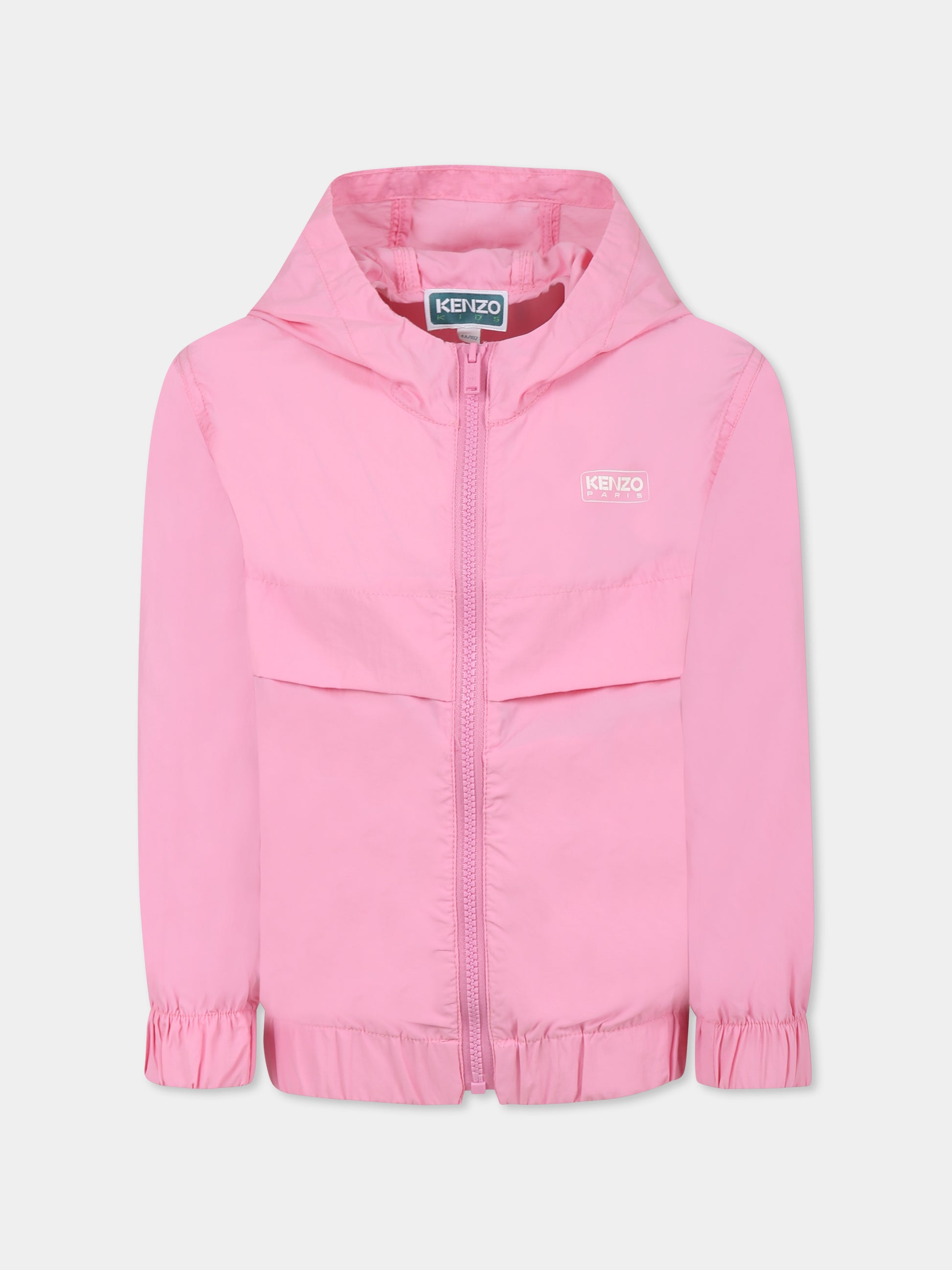 Giacca a vento rosa per bambina con logo,Kenzo Kids,K61155 465