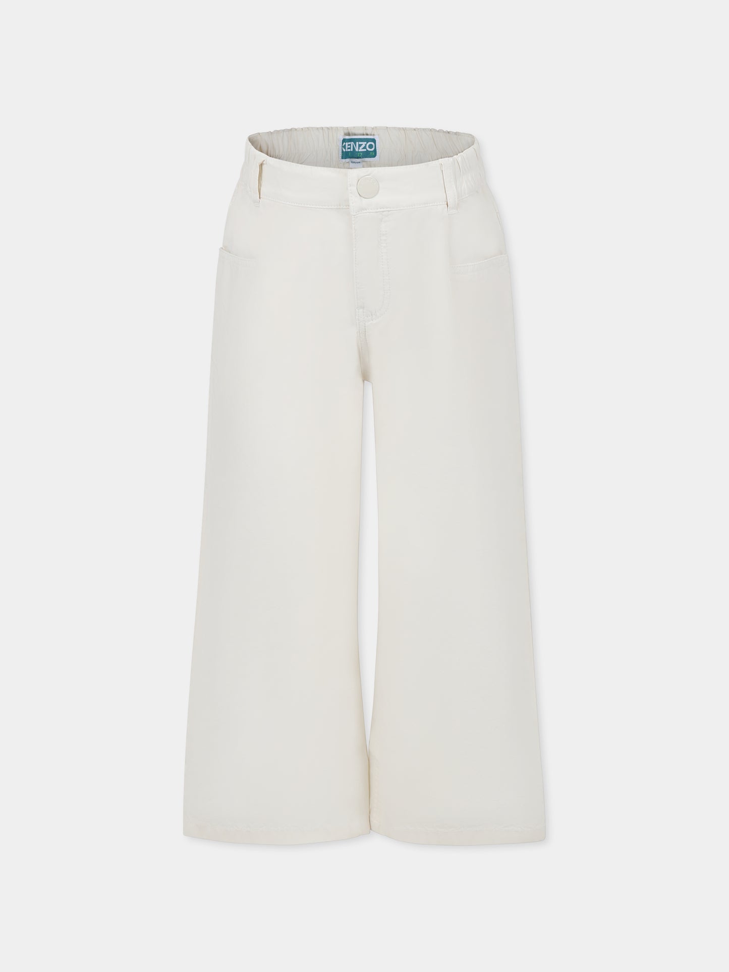 Pantaloni beige per bambina con logo,Kenzo Kids,K61002 21G