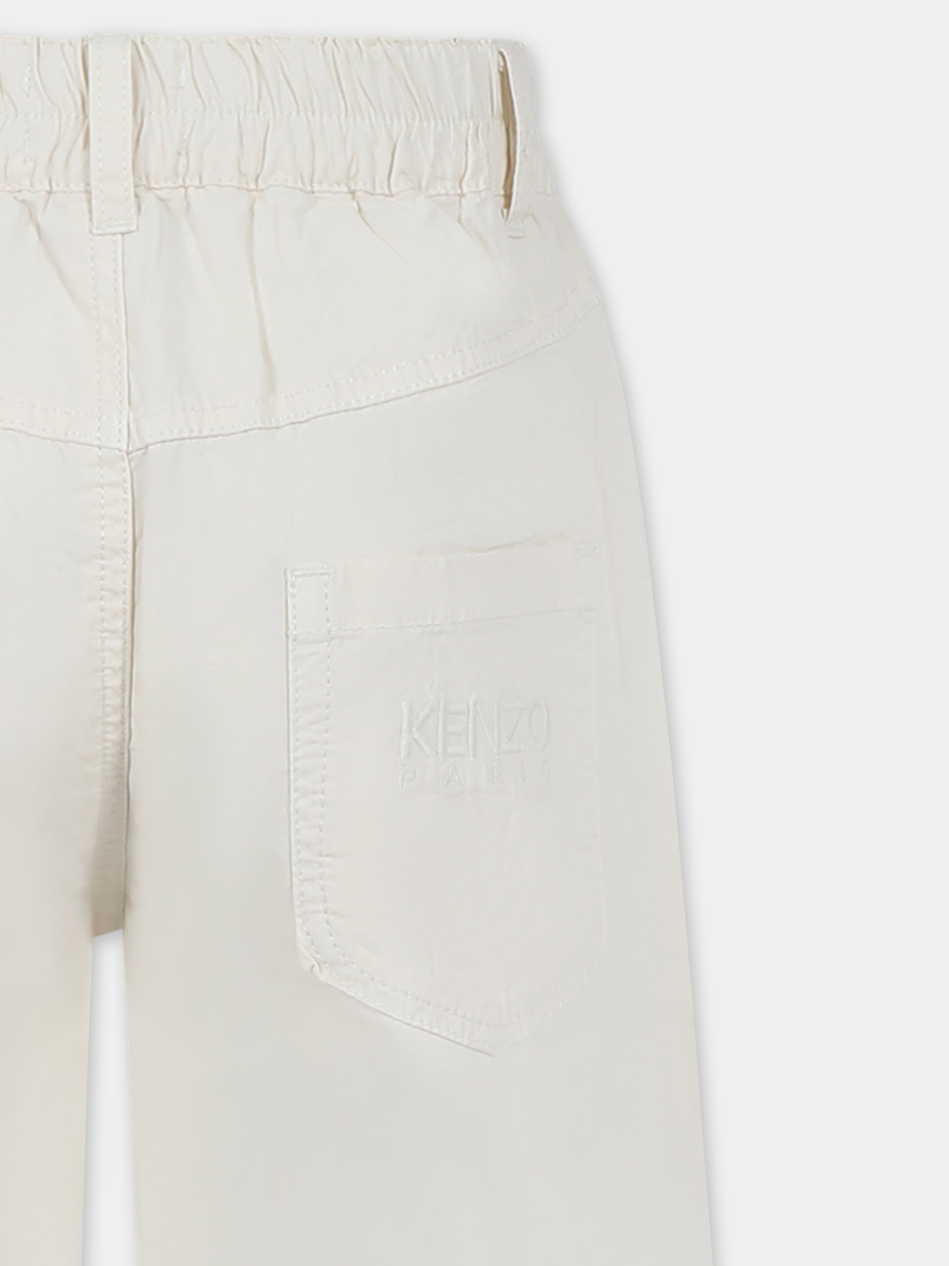 Pantaloni beige per bambina con logo,Kenzo Kids,K61002 21G