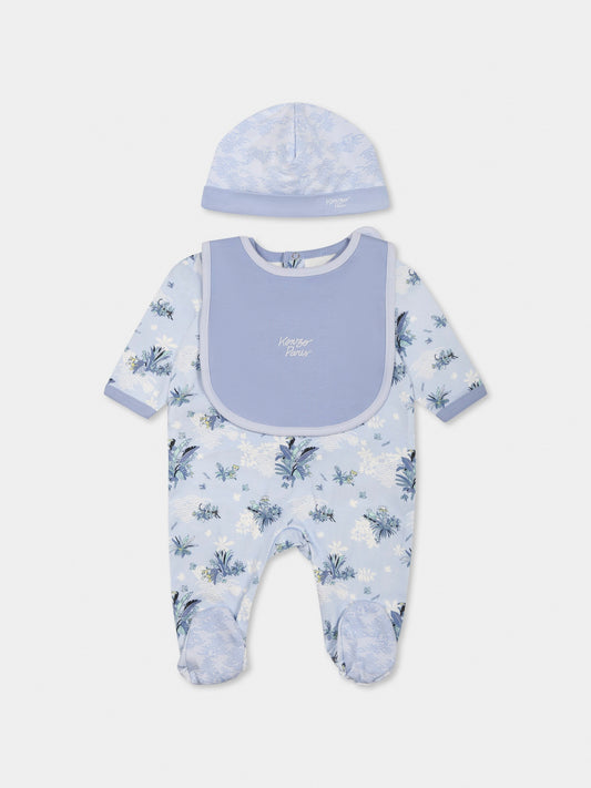 Set tutina celeste per neonato con stampa giungla,Kenzo Kids,K60863 771