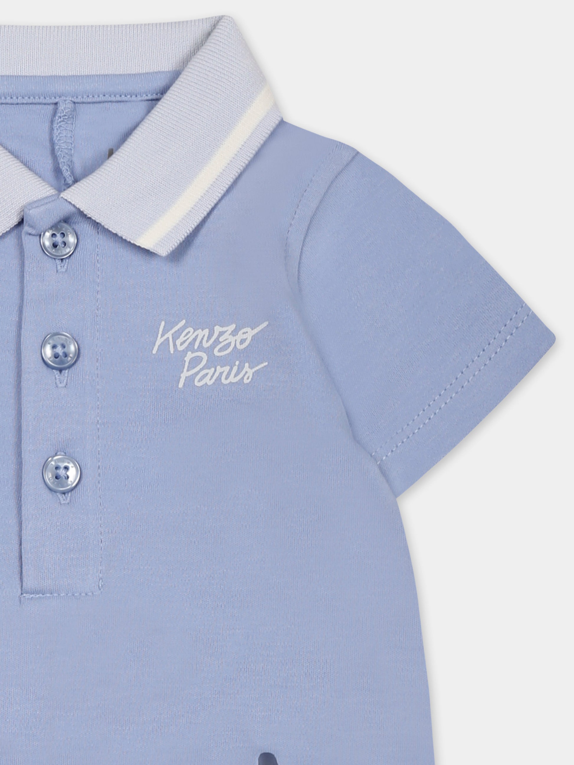 Pagliaccetto celeste per neonato con tigre,Kenzo Kids,K60852 77A