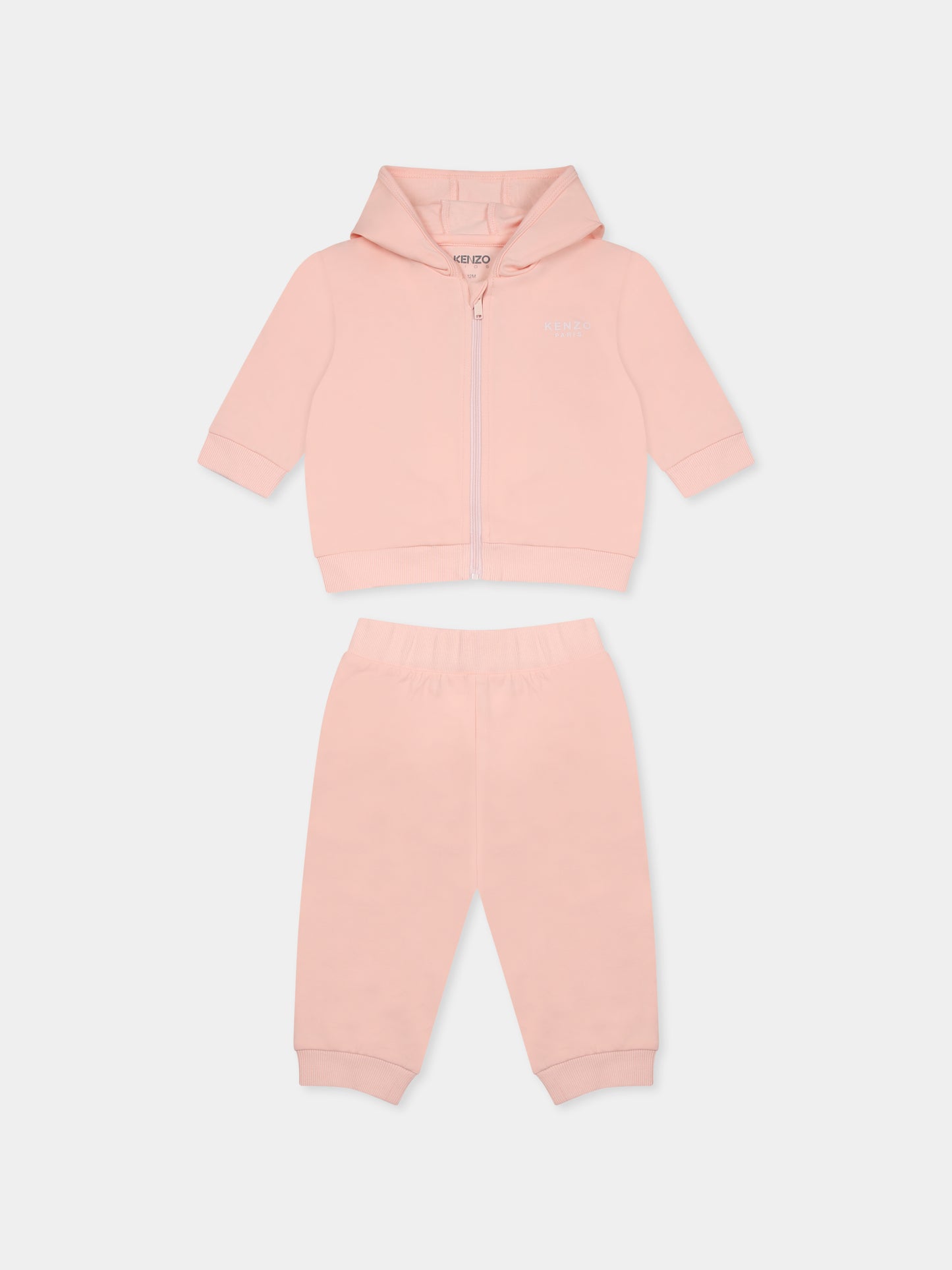 Completo rosa per neonata con elefante e logo,Kenzo Kids,K60868 46T