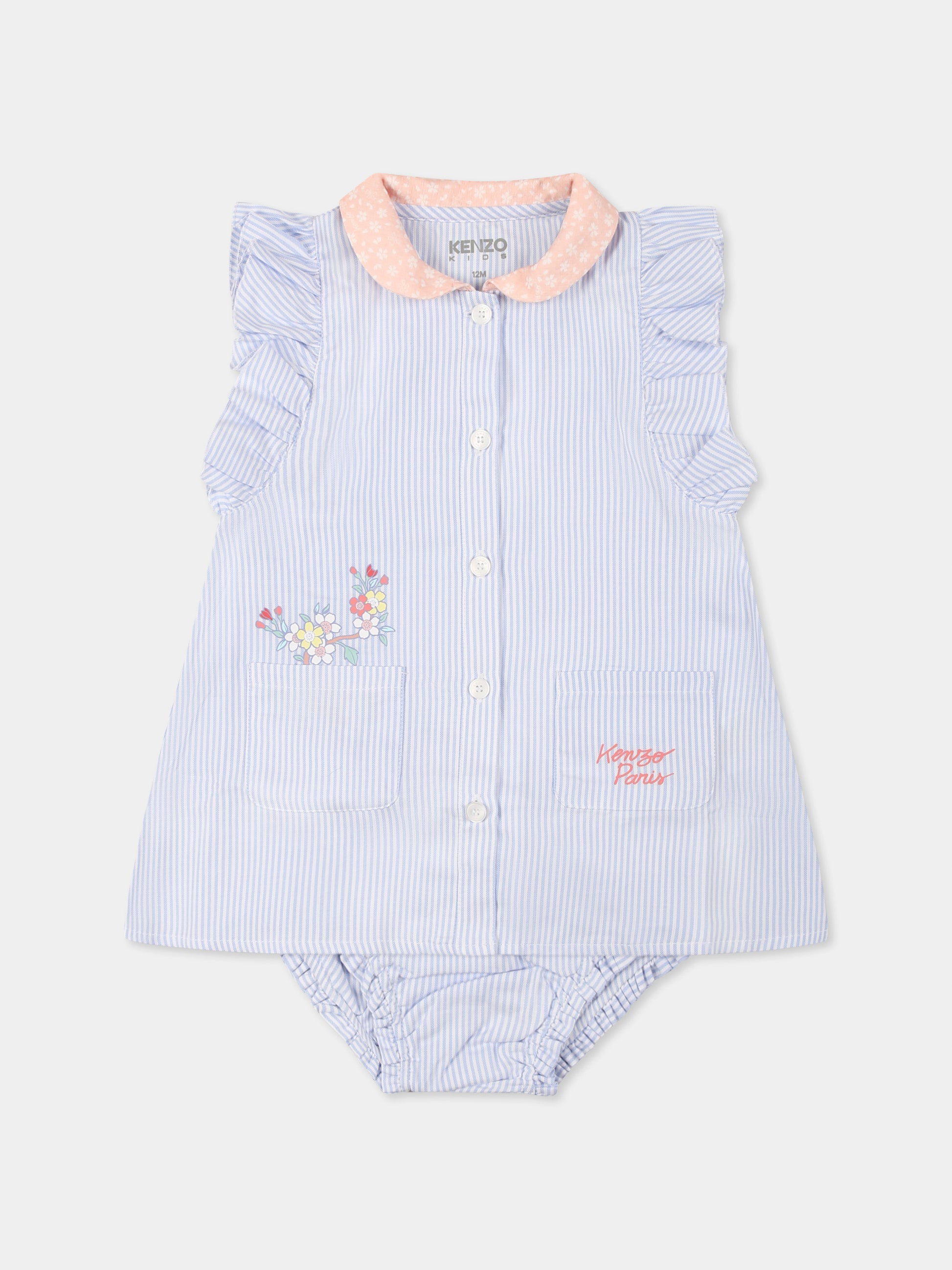 Vestito celeste per neonata con logo,Kenzo Kids,K60853 117
