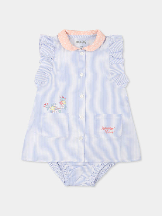 Vestito celeste per neonata con logo,Kenzo Kids,K60853 117