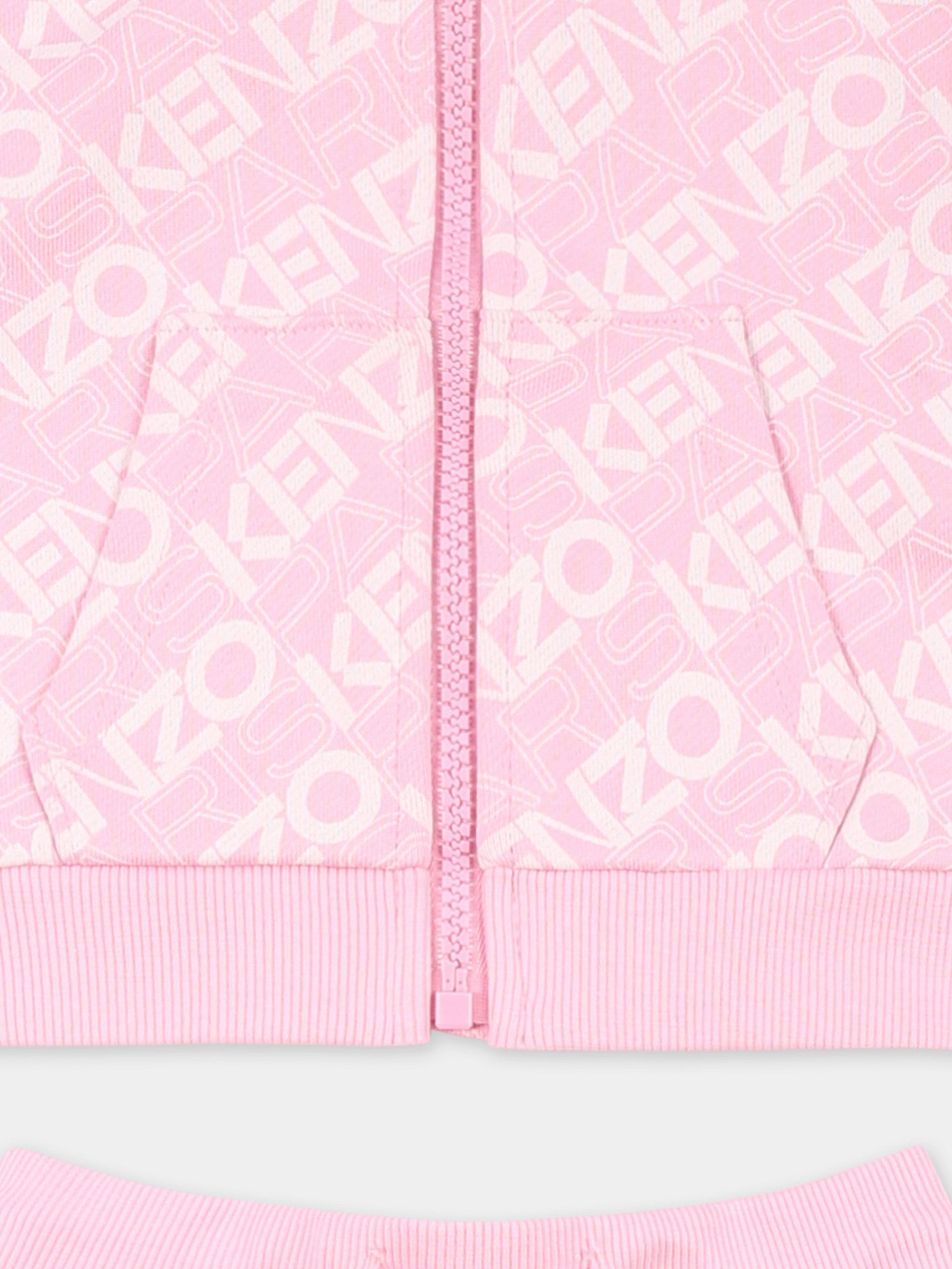 Completo rosa per neonata con logo all over,Kenzo Kids,K60937 465
