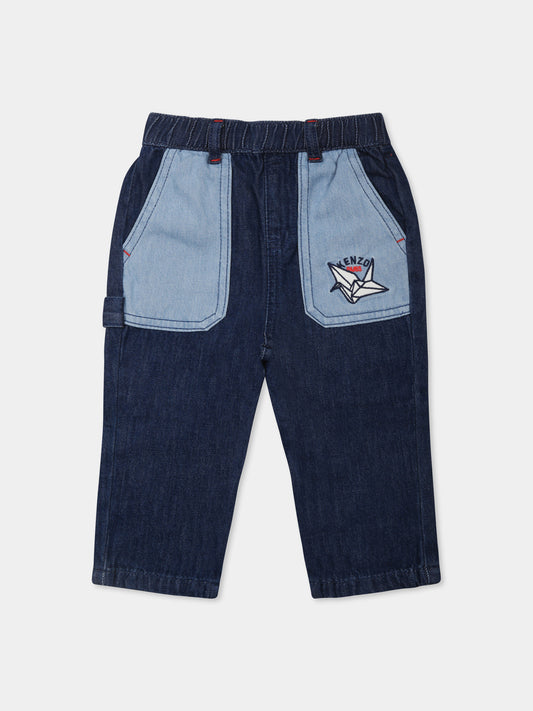 Jeans denim per neonatao con logo e ricamo,Kenzo Kids,K61205 Z25