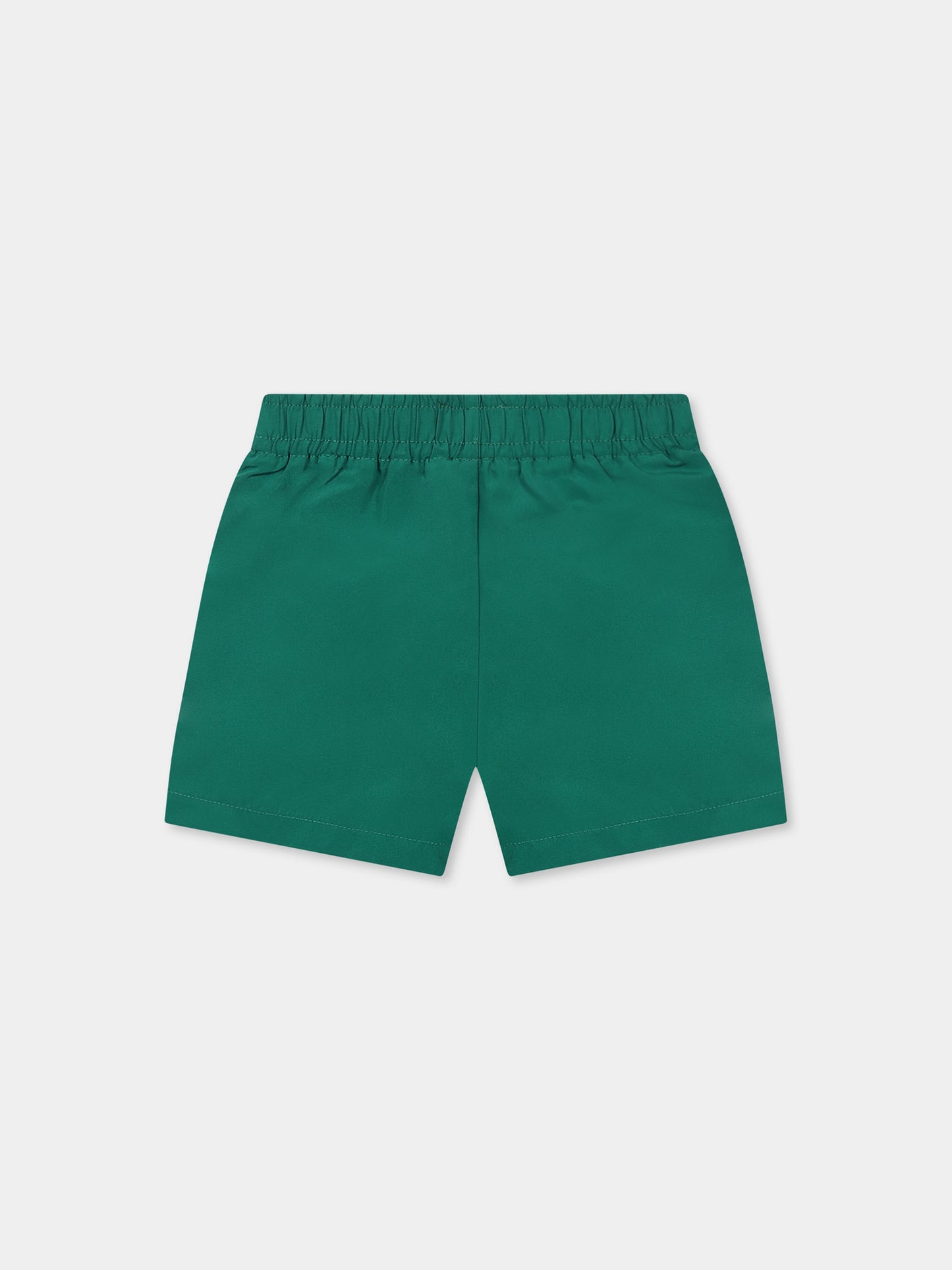 Green swim shorts for baby boy with logo