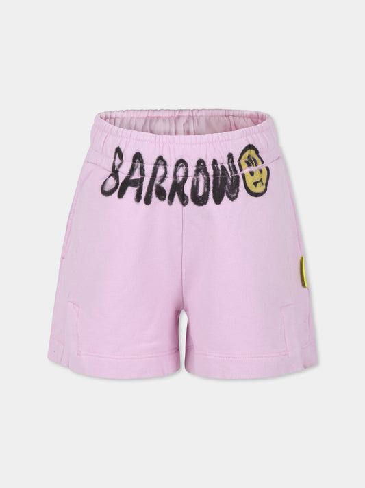 Shorts rosa per bambina con smile,Barrow,S4BKJGSH042 BW014