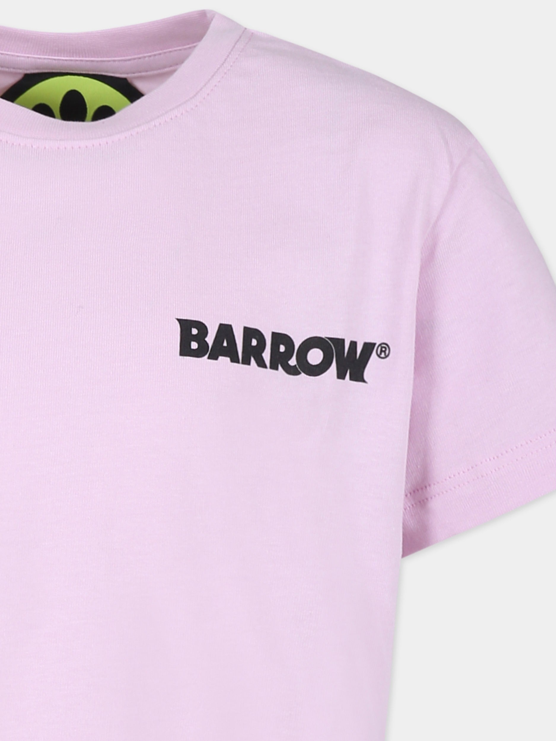 T-shirt rosa per bambini con smile e logo,Barrow,S4BKJUTH096 BW014