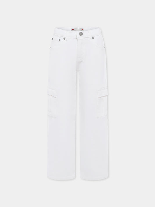 Jeans bianchi per bambina con logo,Levi's Kids,K991 X38