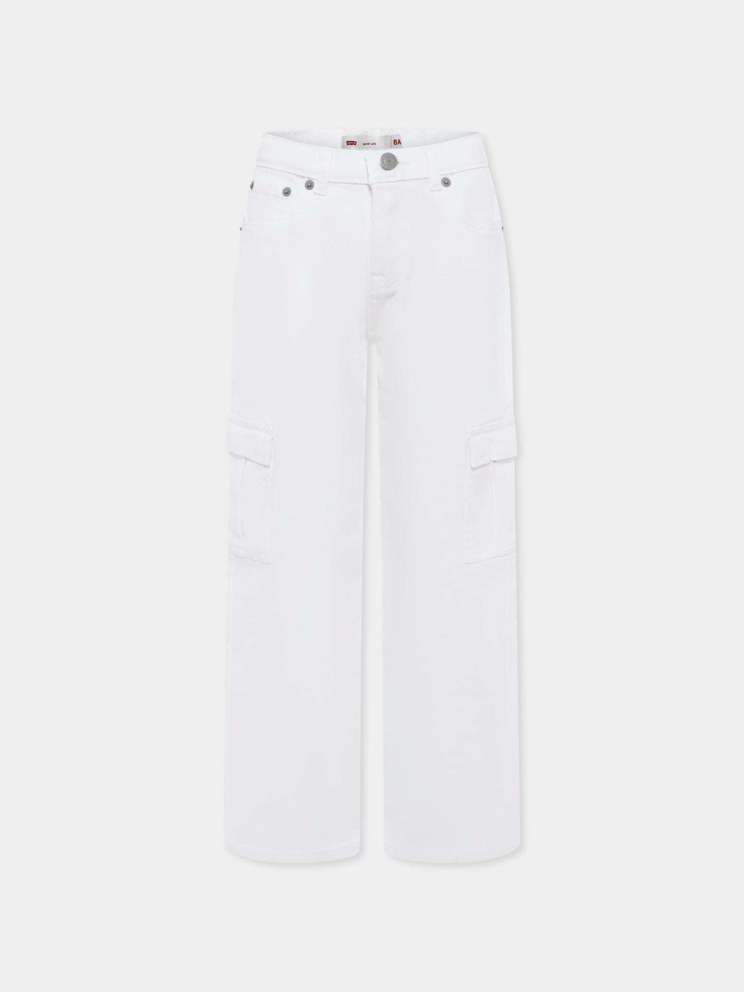 White jeans for girl with logo