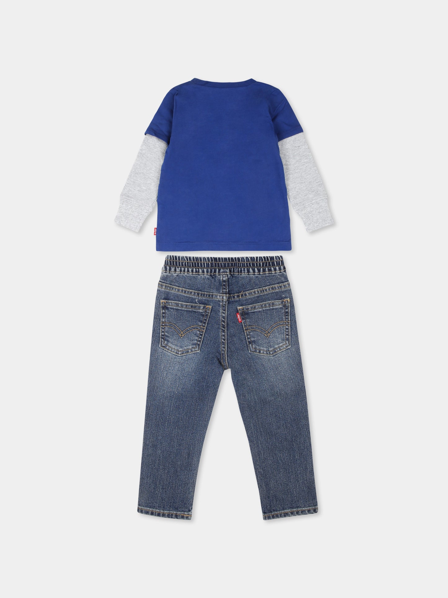 Completo blu per neonato con animali e logo,Levi's Kids,23WLK6EJ099 U85