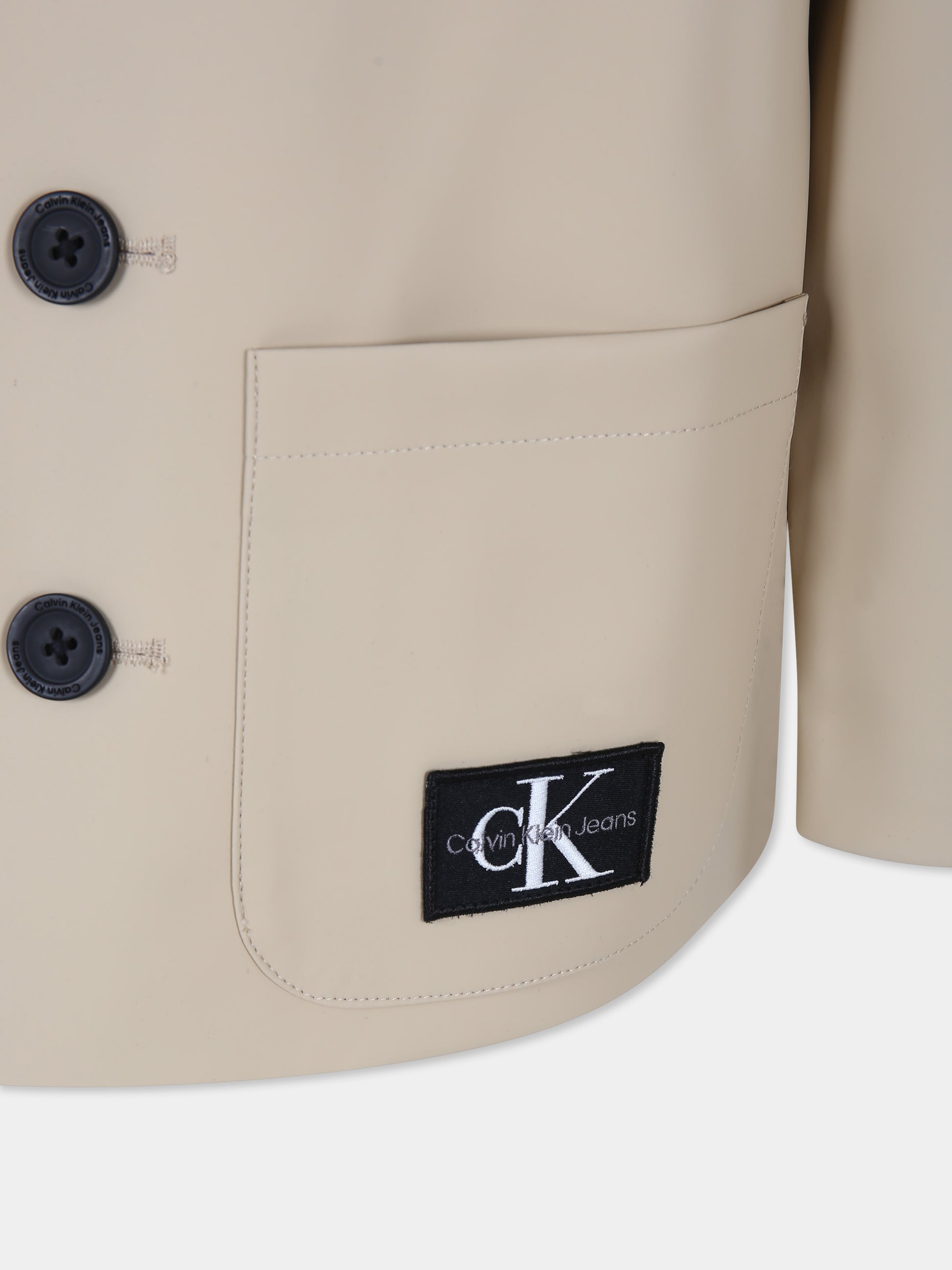 Impermeabile beige per bambino con logo,Calvin Klein Kids,23FCKIG0IG02336 AAT