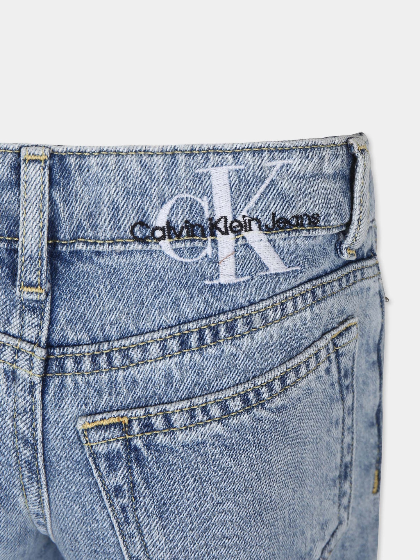 Jeans blu per bambina con logo,Calvin Klein Kids,24SCKIG0IG02375 1AA