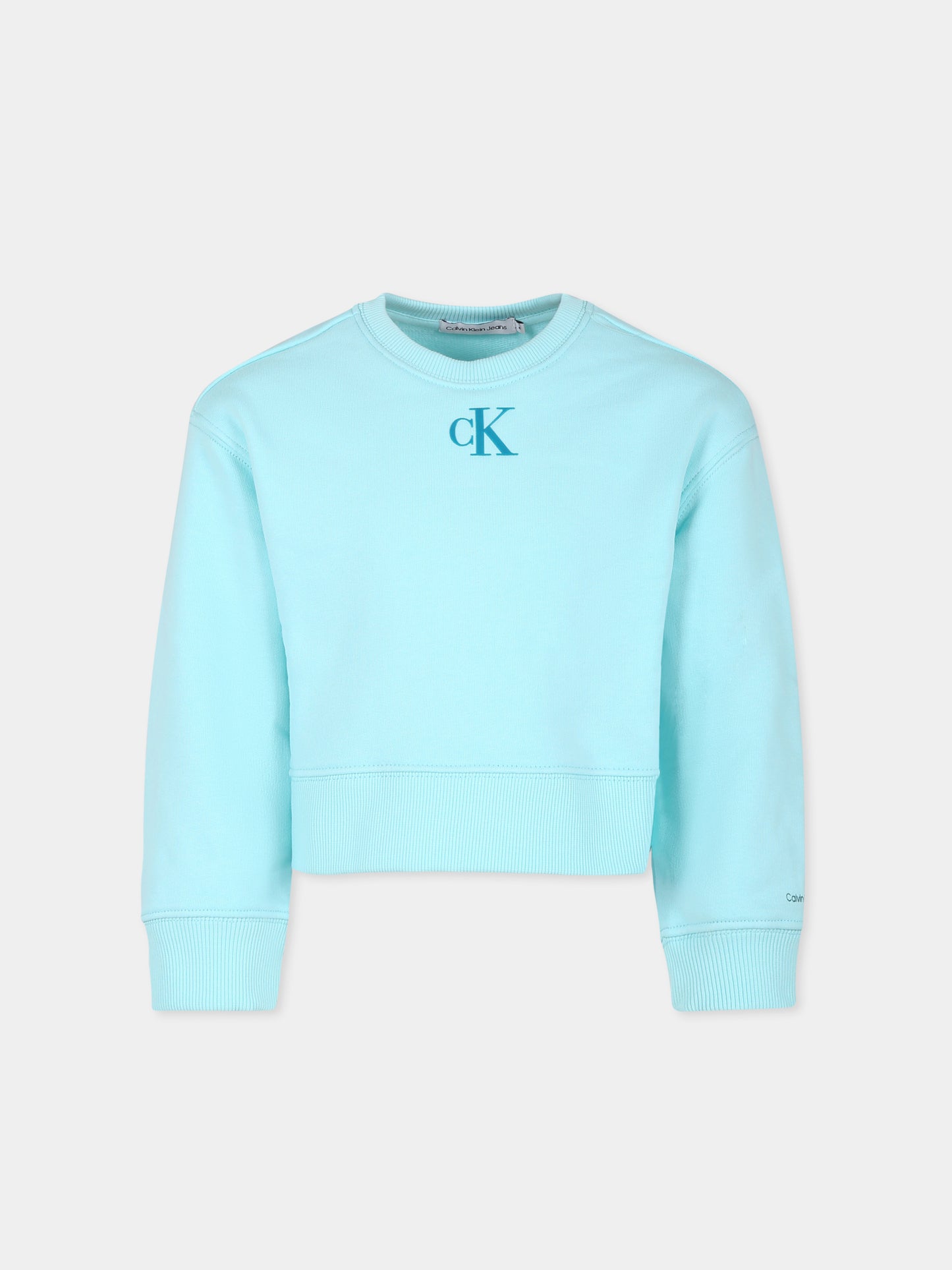 Felpa celeste per bambini con logo,Calvin Klein Kids,24SCKIG0IG02423 CCP
