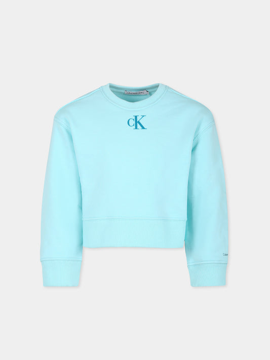 Felpa celeste per bambini con logo,Calvin Klein Kids,24SCKIG0IG02423 CCP