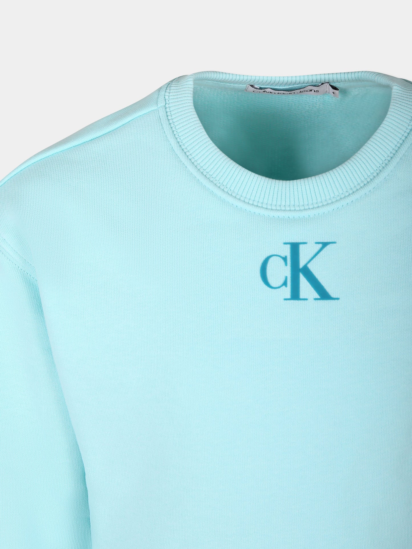 Felpa celeste per bambini con logo,Calvin Klein Kids,24SCKIG0IG02423 CCP