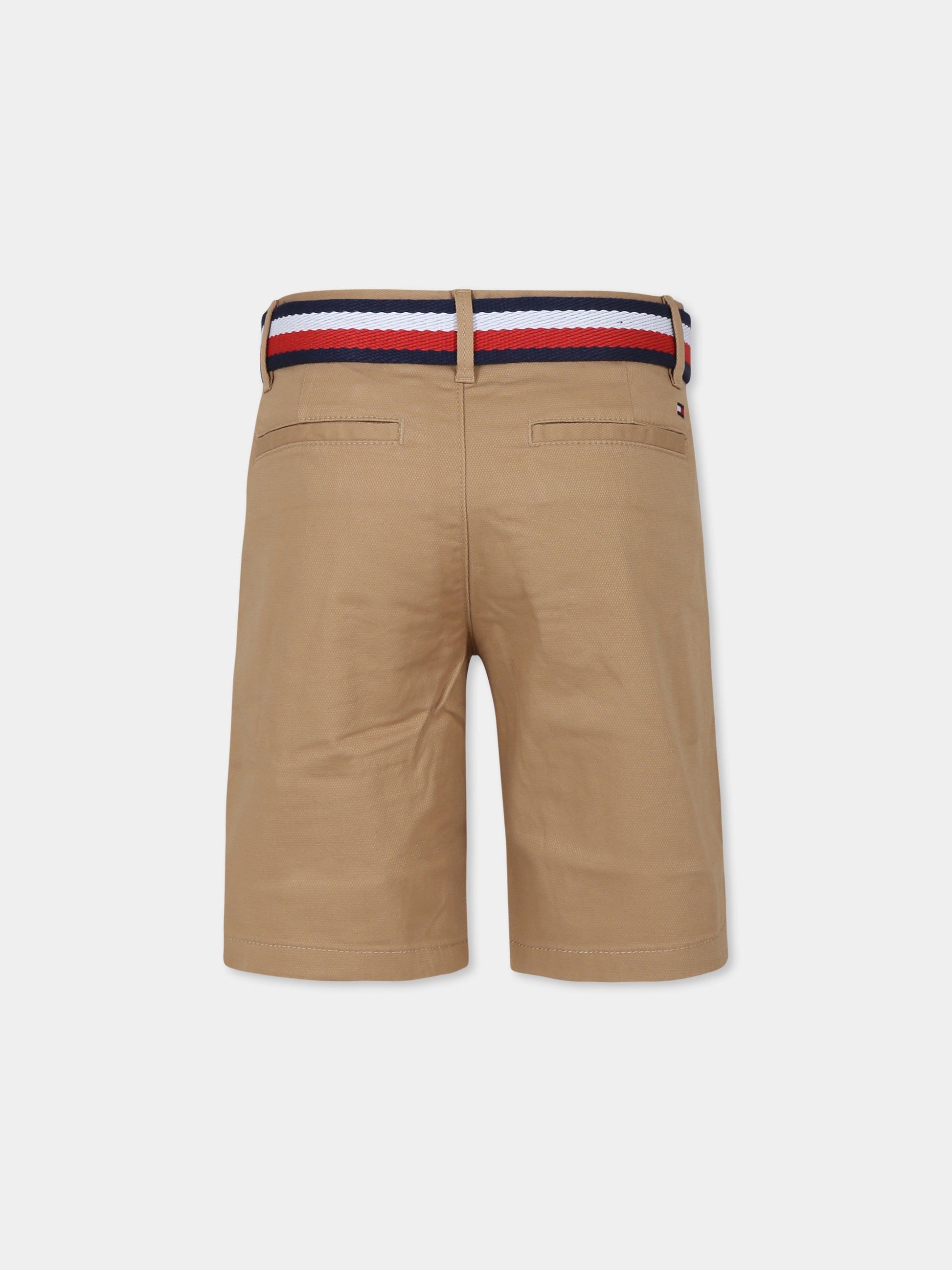 Shorts beige per bambino con bandierina,Tommy Hilfiger Junior,24STHKB0KB08845 RBL