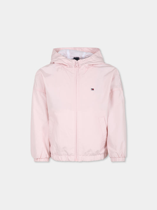 Giacca a vento rosa per bambina con bandierina,Tommy Hilfiger Junior,24SMTHKG0KG07797 TJQ