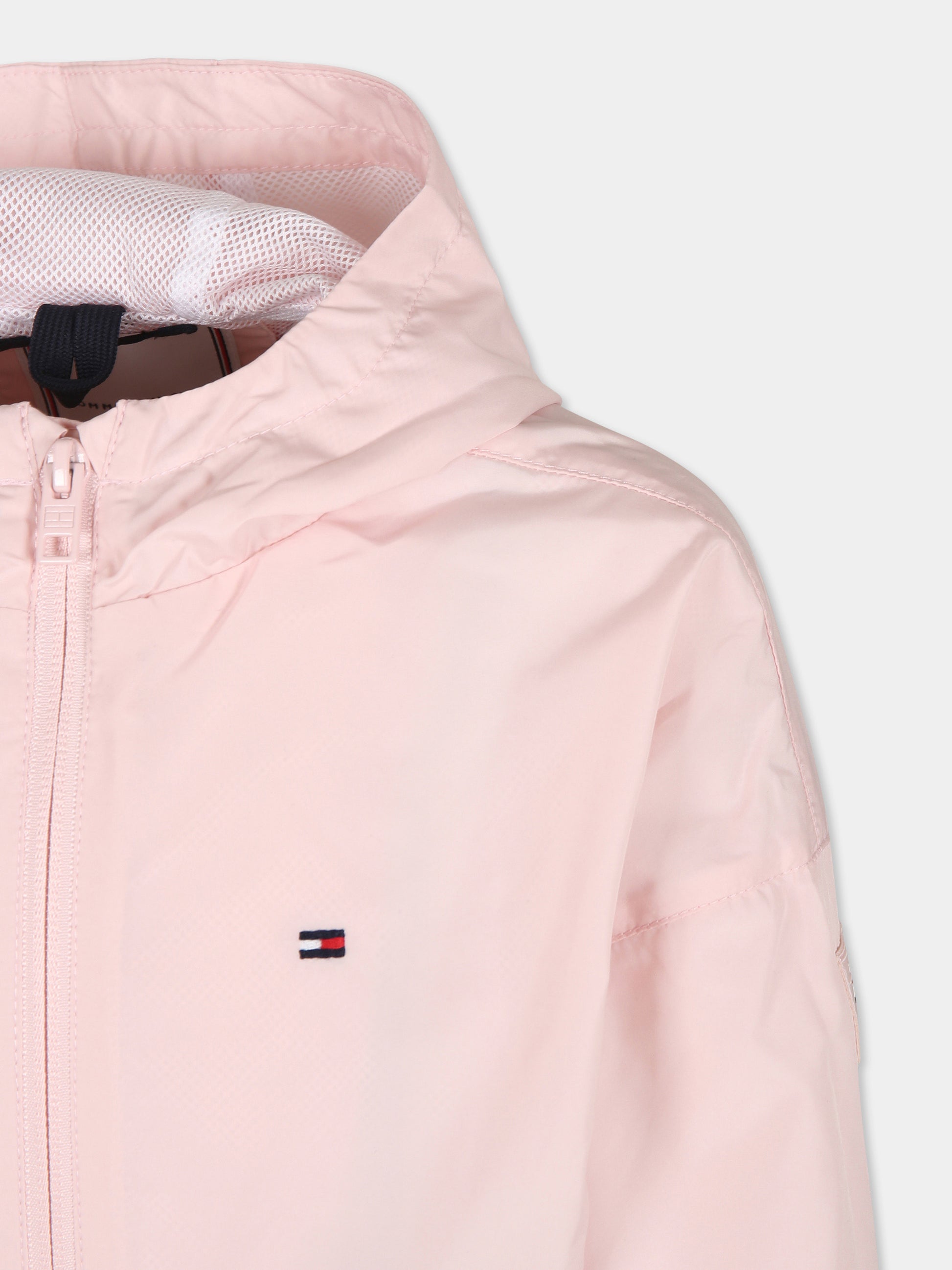 Giacca a vento rosa per bambina con bandierina,Tommy Hilfiger Junior,24SMTHKG0KG07797 TJQ