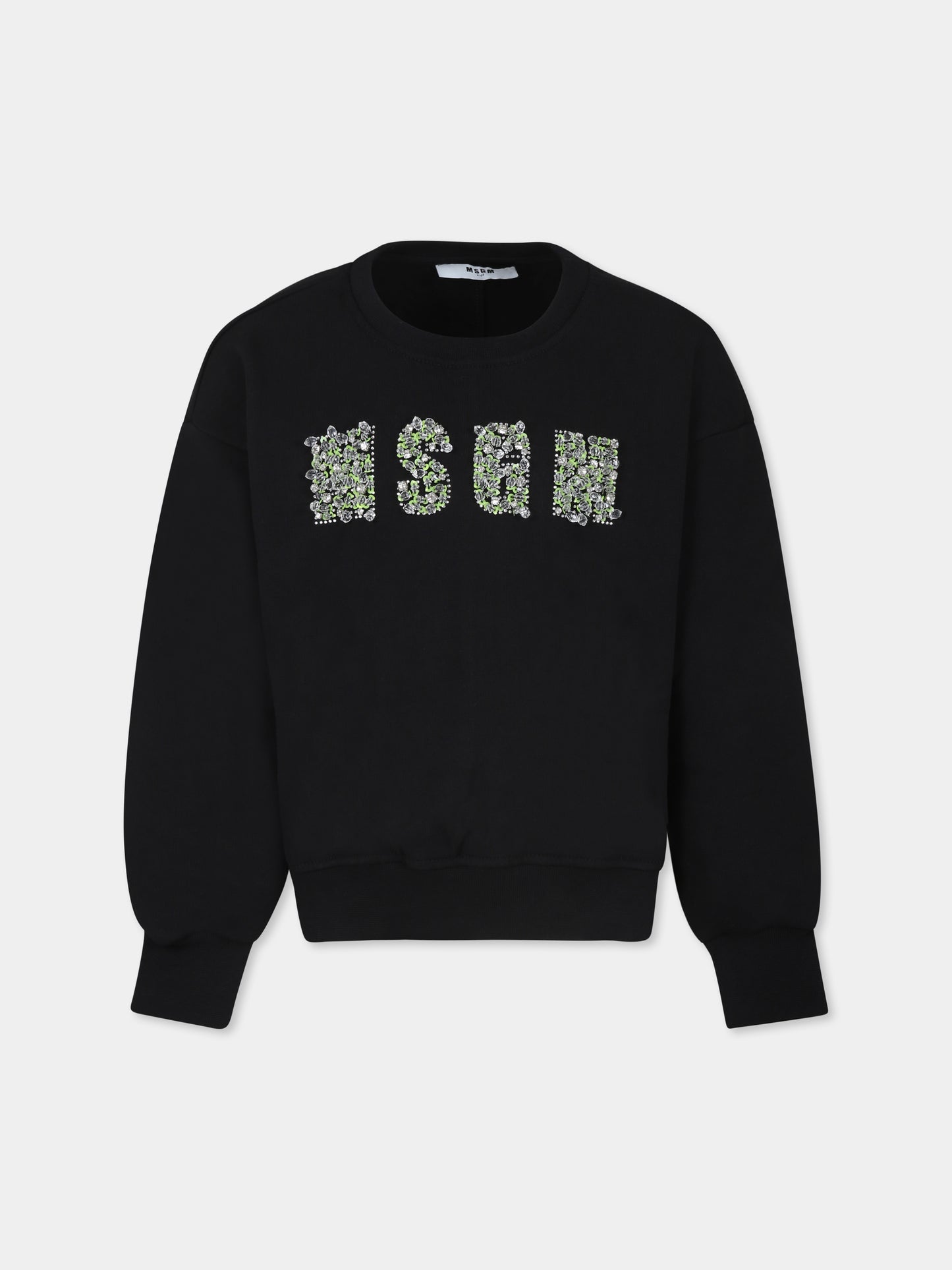 Felpa nera per bambina con logo,Msgm Kids,S4MSJGSW118 110