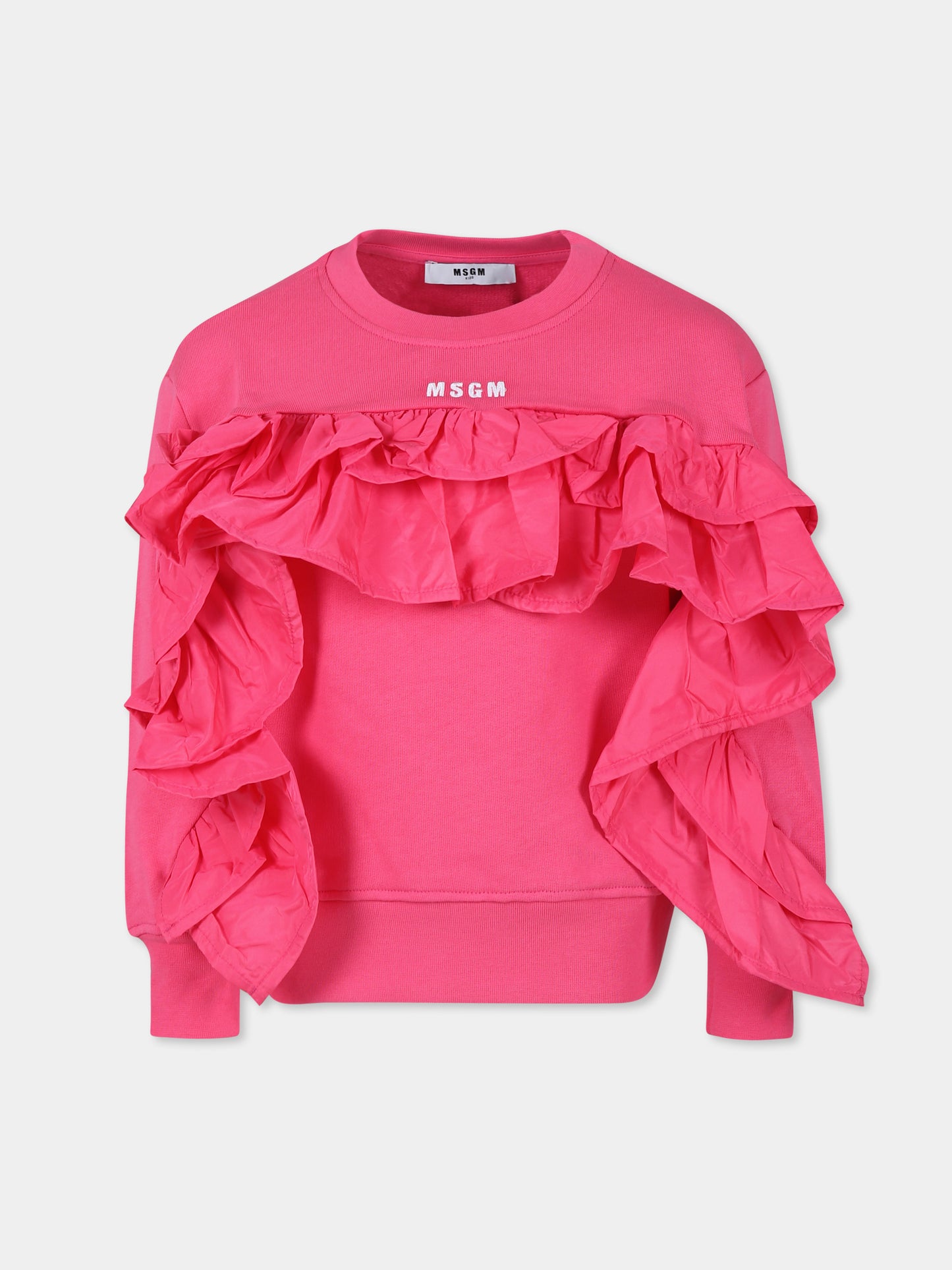 Felpa fucsia per bambina con logo,Msgm Kids,S4MSJGSW135 044