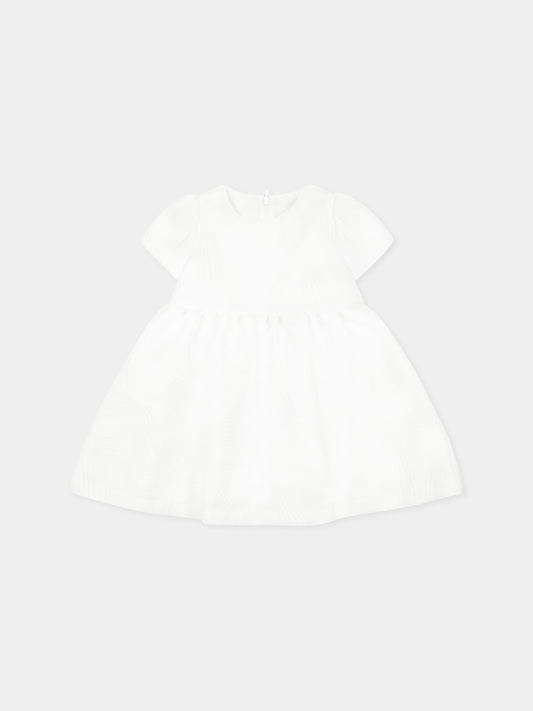 Vestito bianco per neonata con fiocchi all over,Simonetta,SW1041 U0207 101BC
