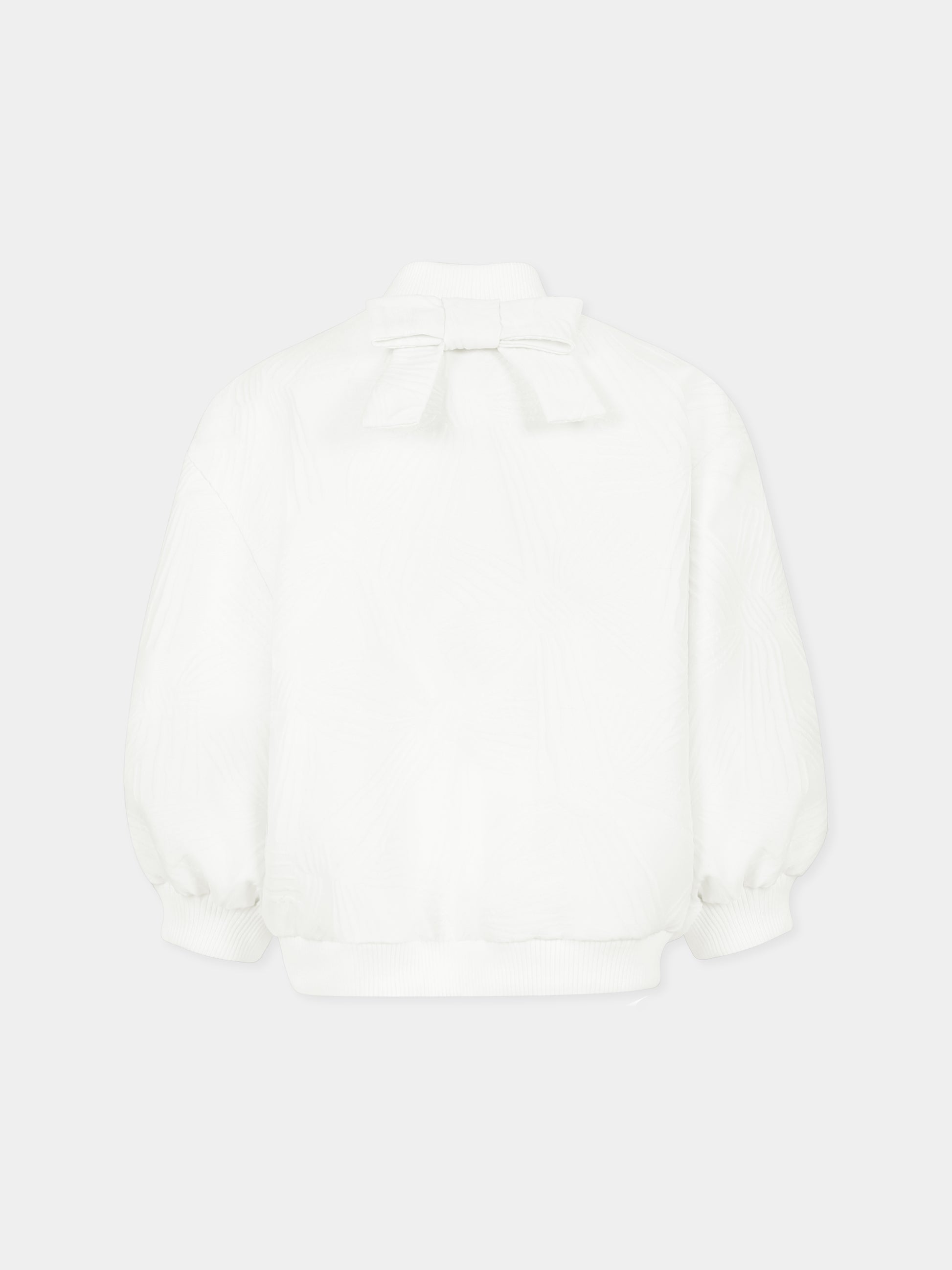 Bomber bianco per bambina con fiocco all over,Simonetta,SW2A17 U0207 101BC