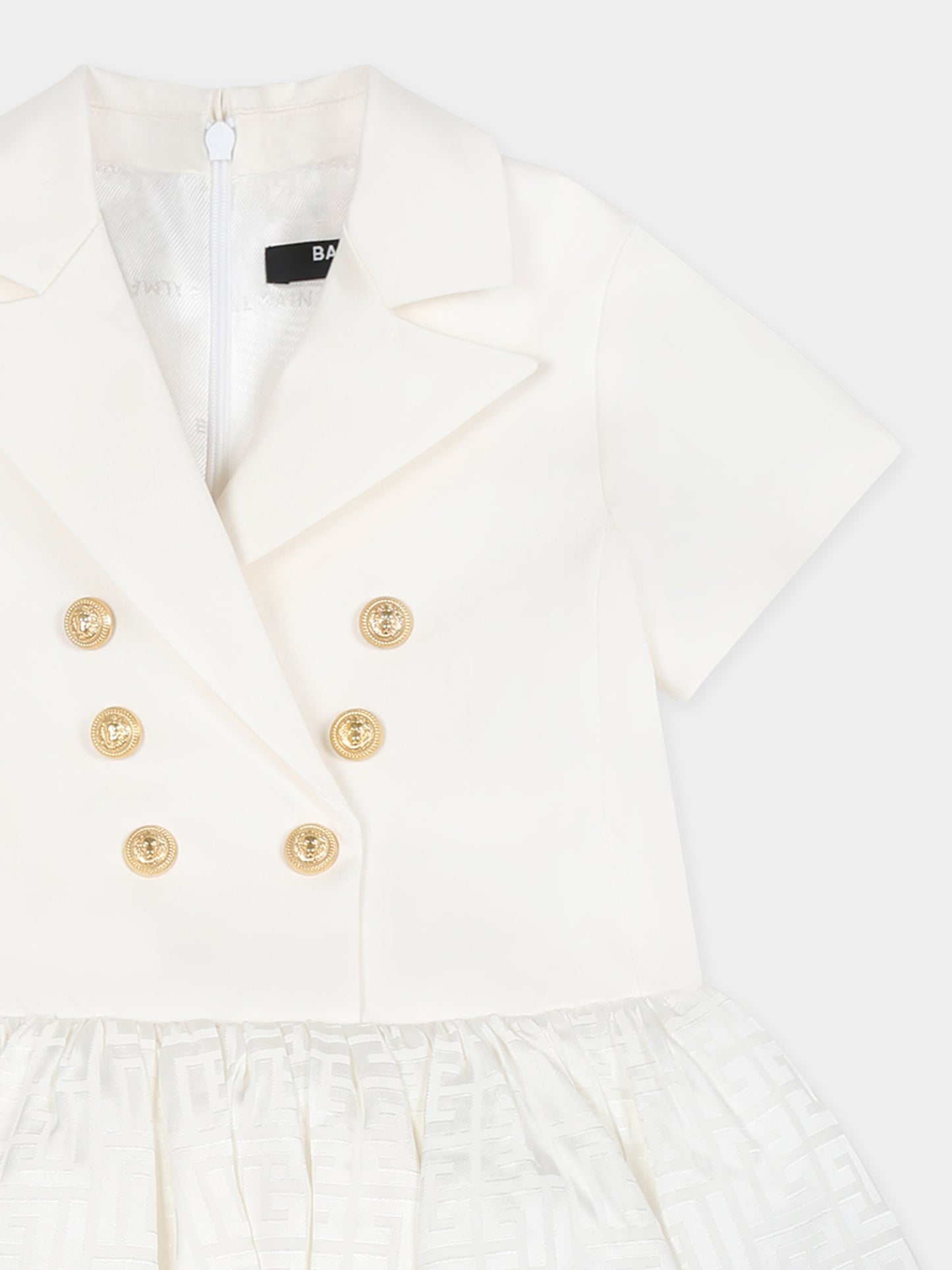 Vestito avorio per neonata con iconico labirinto,Balmain Kids,BW1151 P0484 100OR