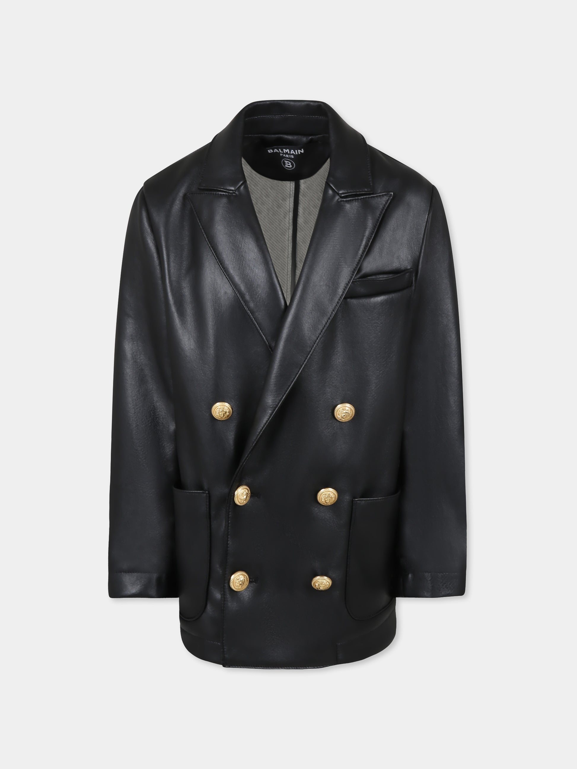 Giacca nera per bambina,Balmain Kids,BW2P94 A0165 930OR