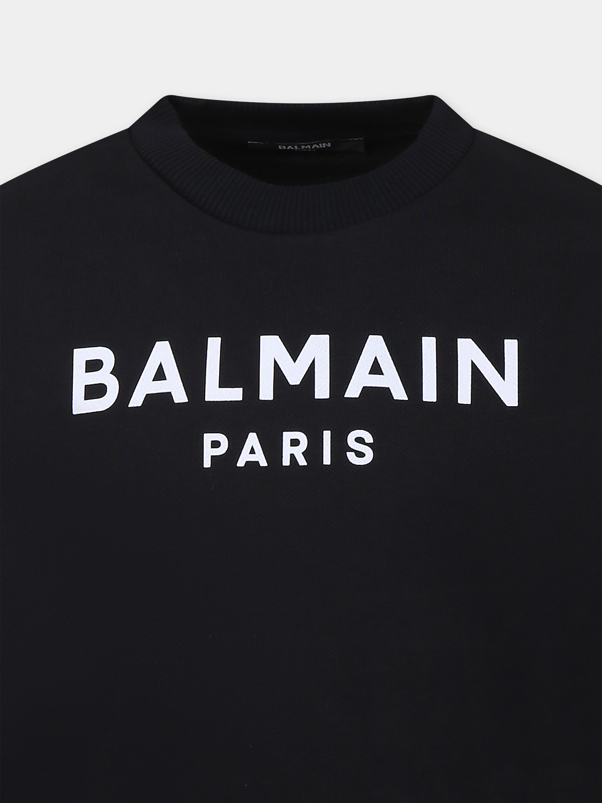 Felpa nera per bambini con logo,Balmain Kids,BW4P70 Z1753 930BC