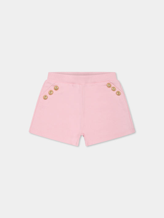 Pink shorts for baby girl with buttons