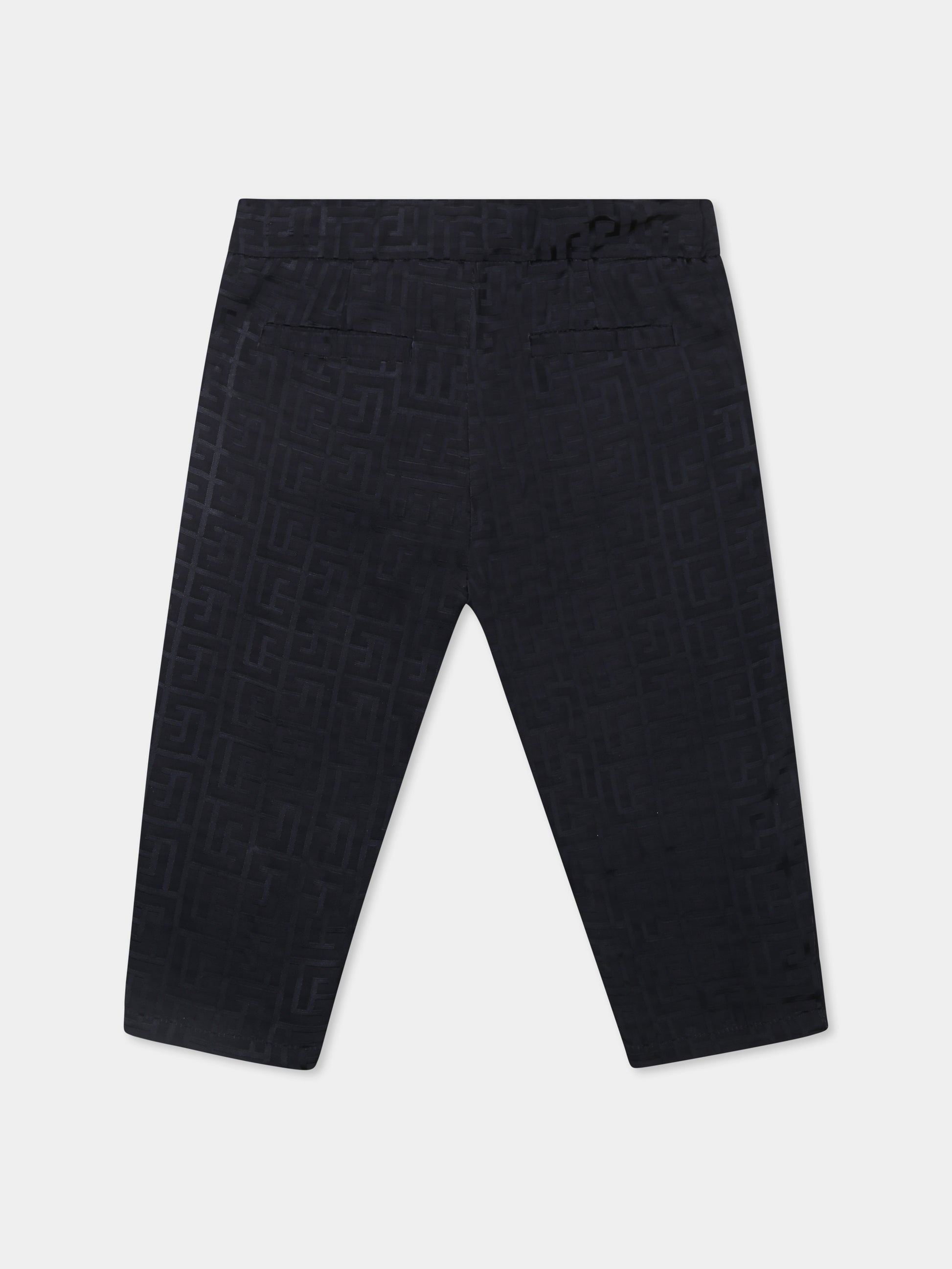 Pantaloni blu per neonato con iconico labirinto,Balmain Kids,BW6650 S0192 60K