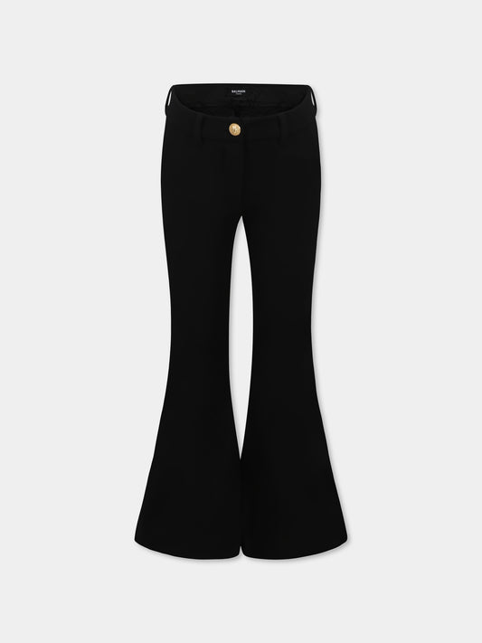 Pantaloni neri per bambina con logo,Balmain Kids,BW6A80 J0371 930OR