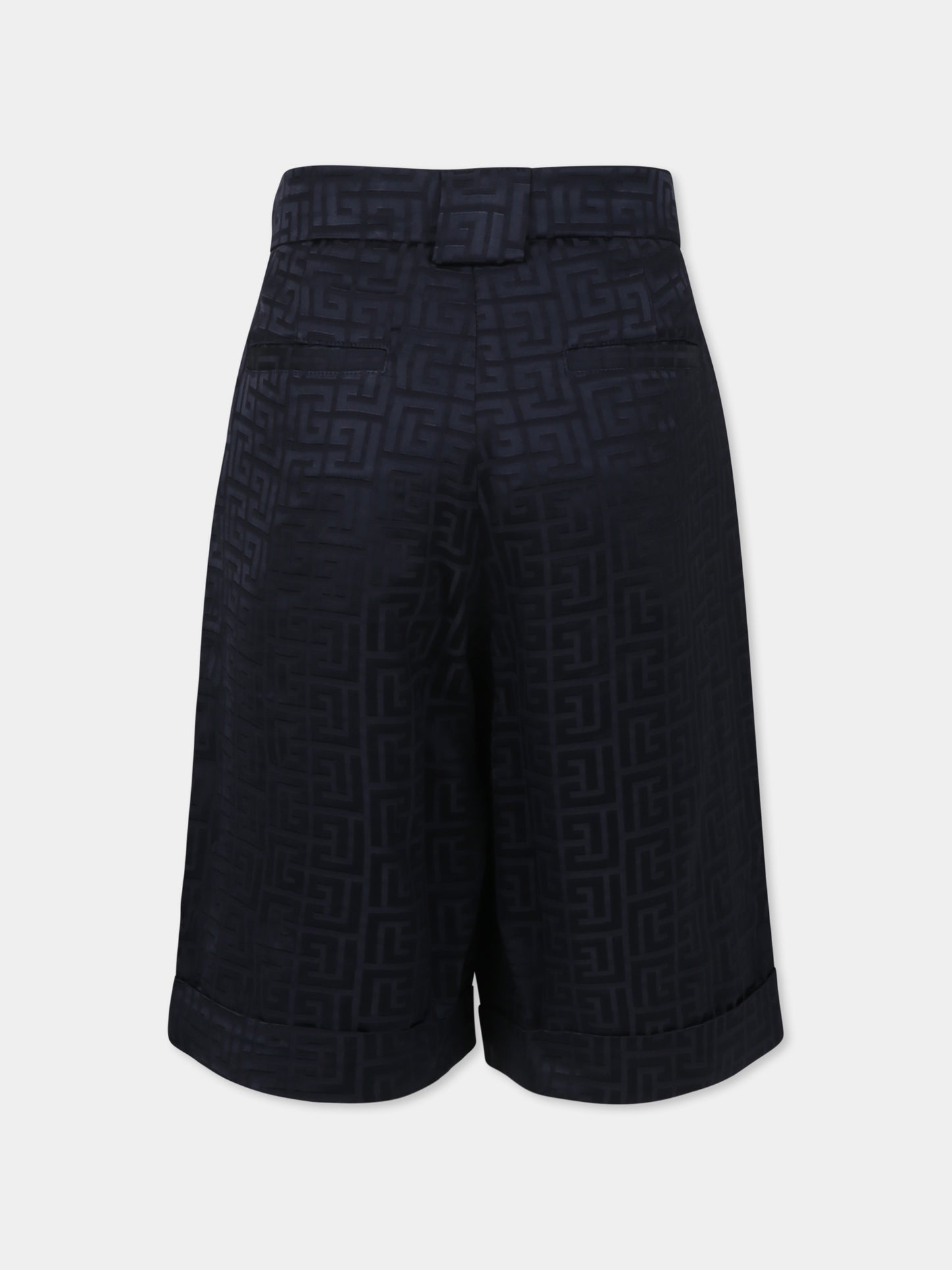 Shorts blu per bambino con iconico labirinto,Balmain Kids,BW6R79 S0192 60K