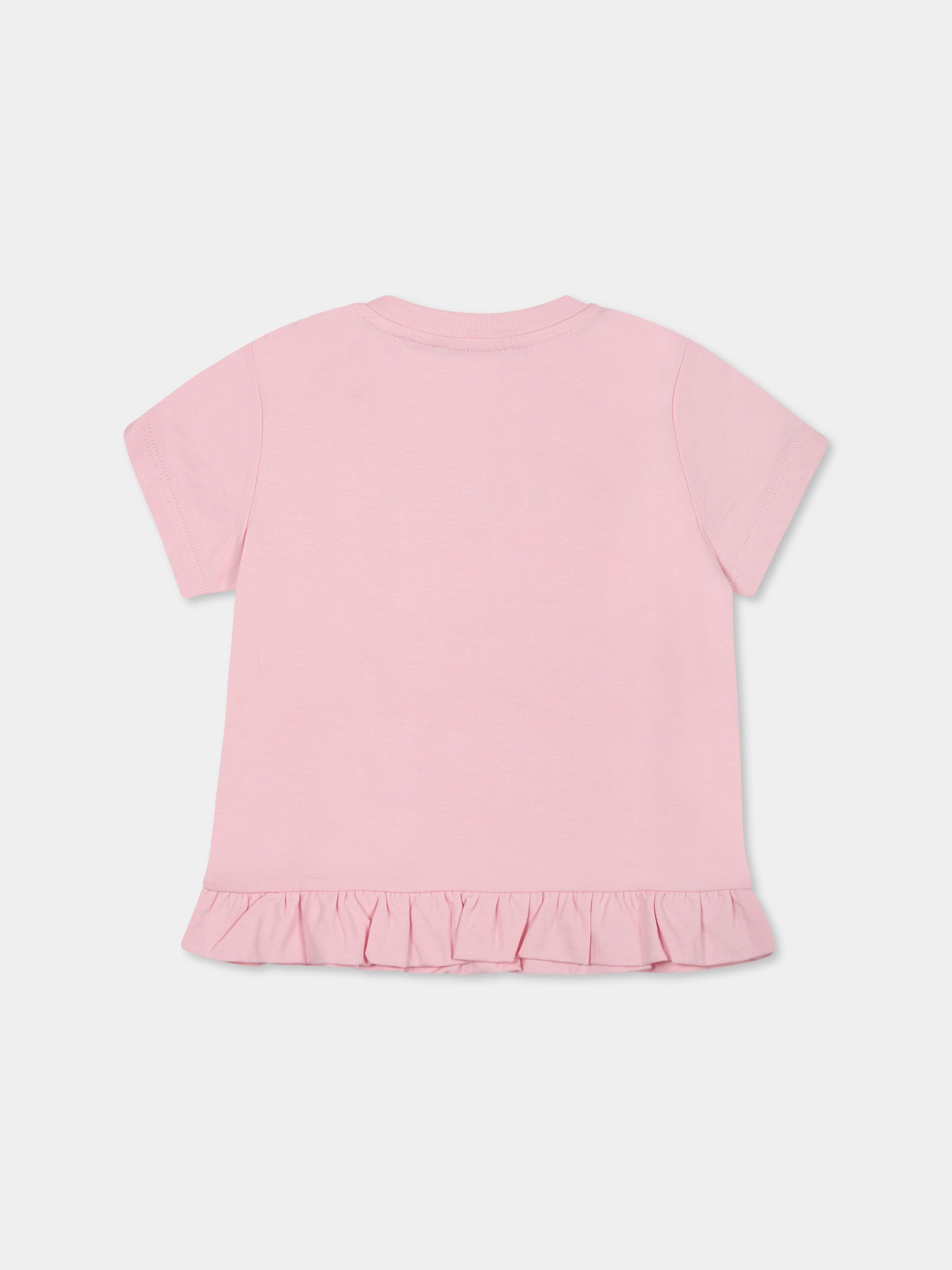 T-shirt rosa per neonata con logo dorato,Balmain Kids,BW8051 Z0082 511OR