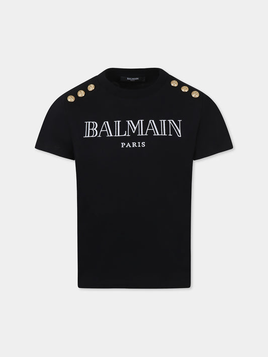 Black t-shirt for kids with logo