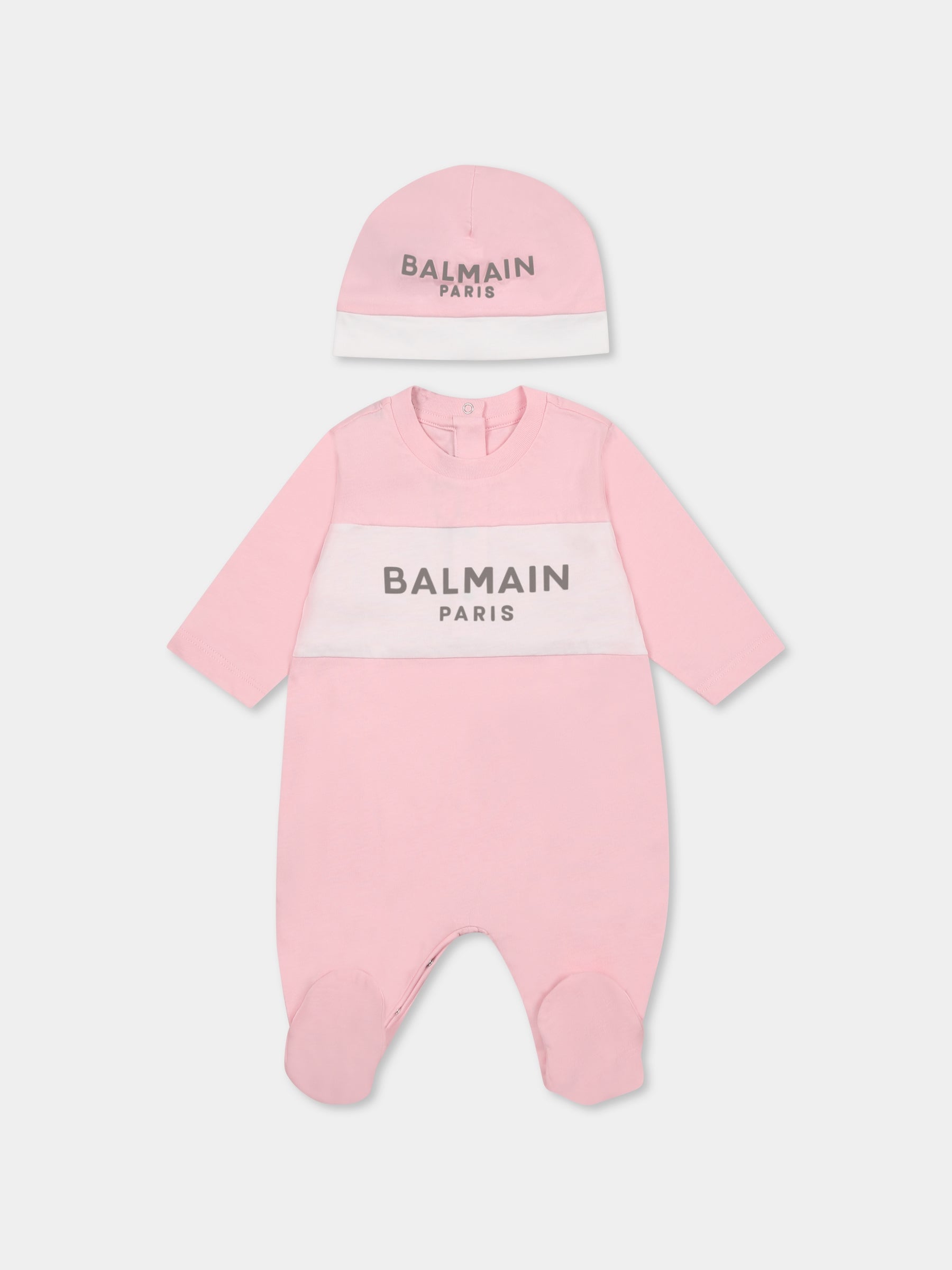 Set tutina rosa per neonata con logo,Balmain Kids,BWB50A Z0082 511AG