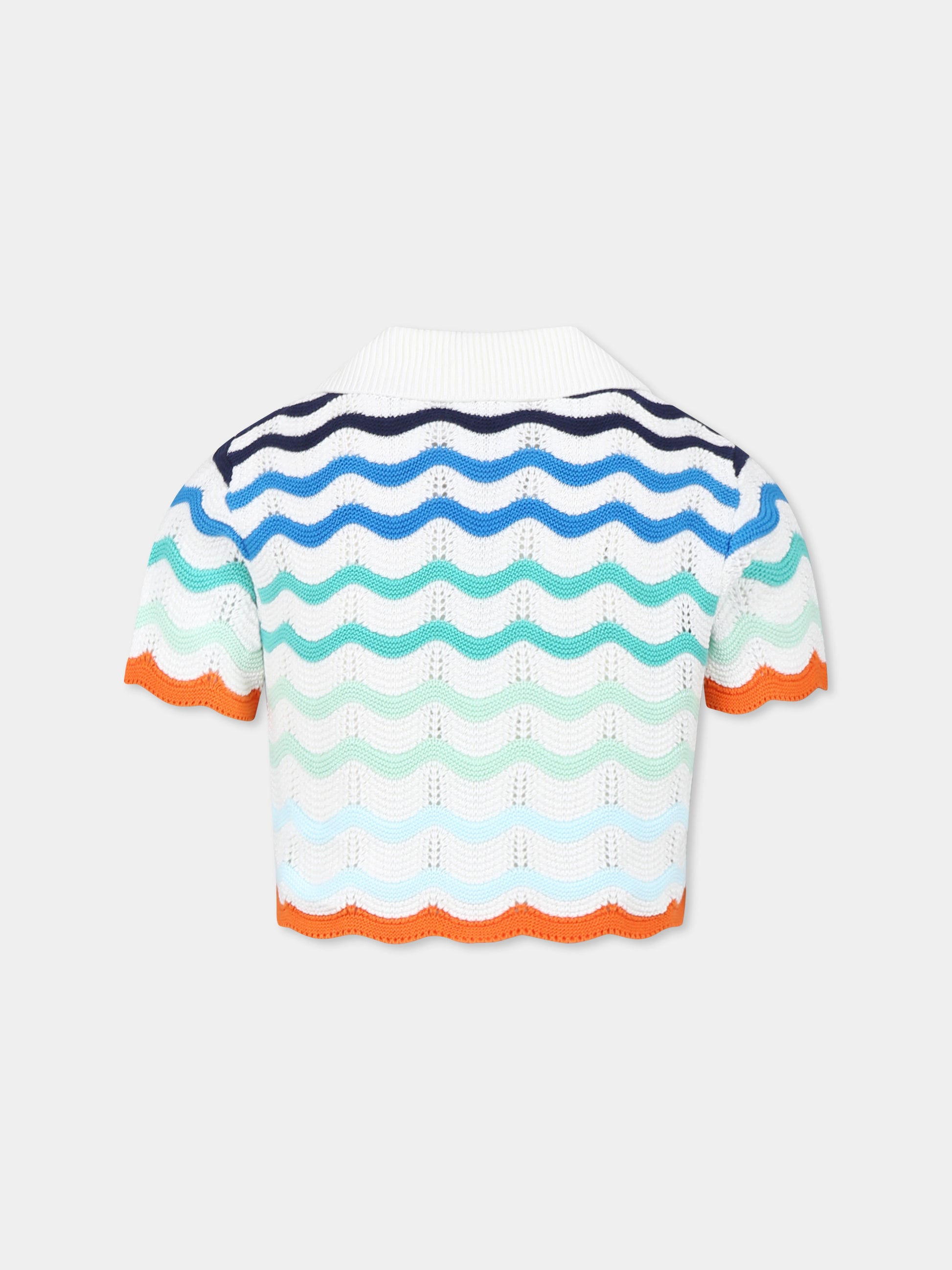 Maglione crop multicolor per bambina con logo,Casablanca,KS25 KW 977 01 EX