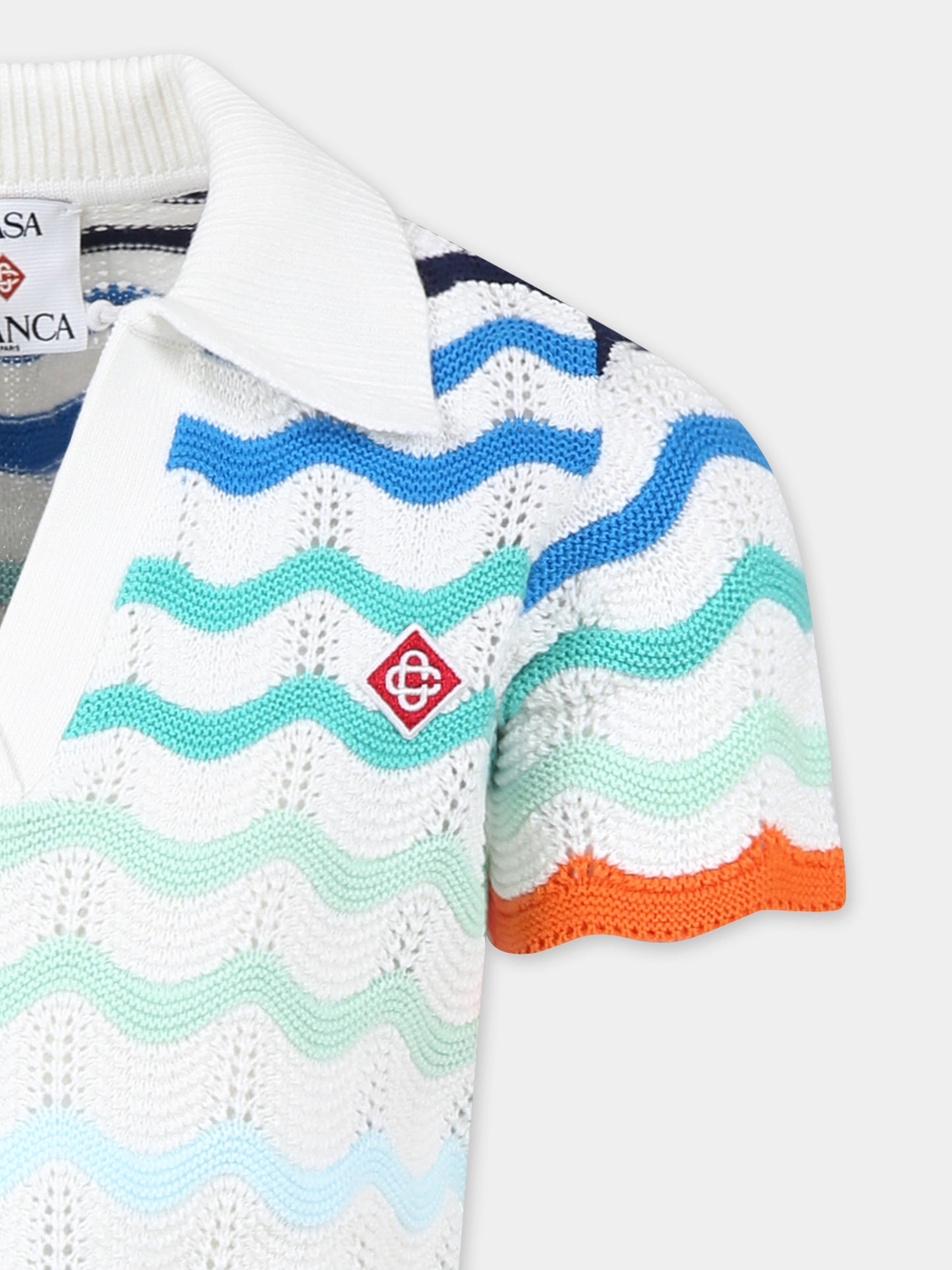 Maglione crop multicolor per bambina con logo,Casablanca,KS25 KW 977 01 EX