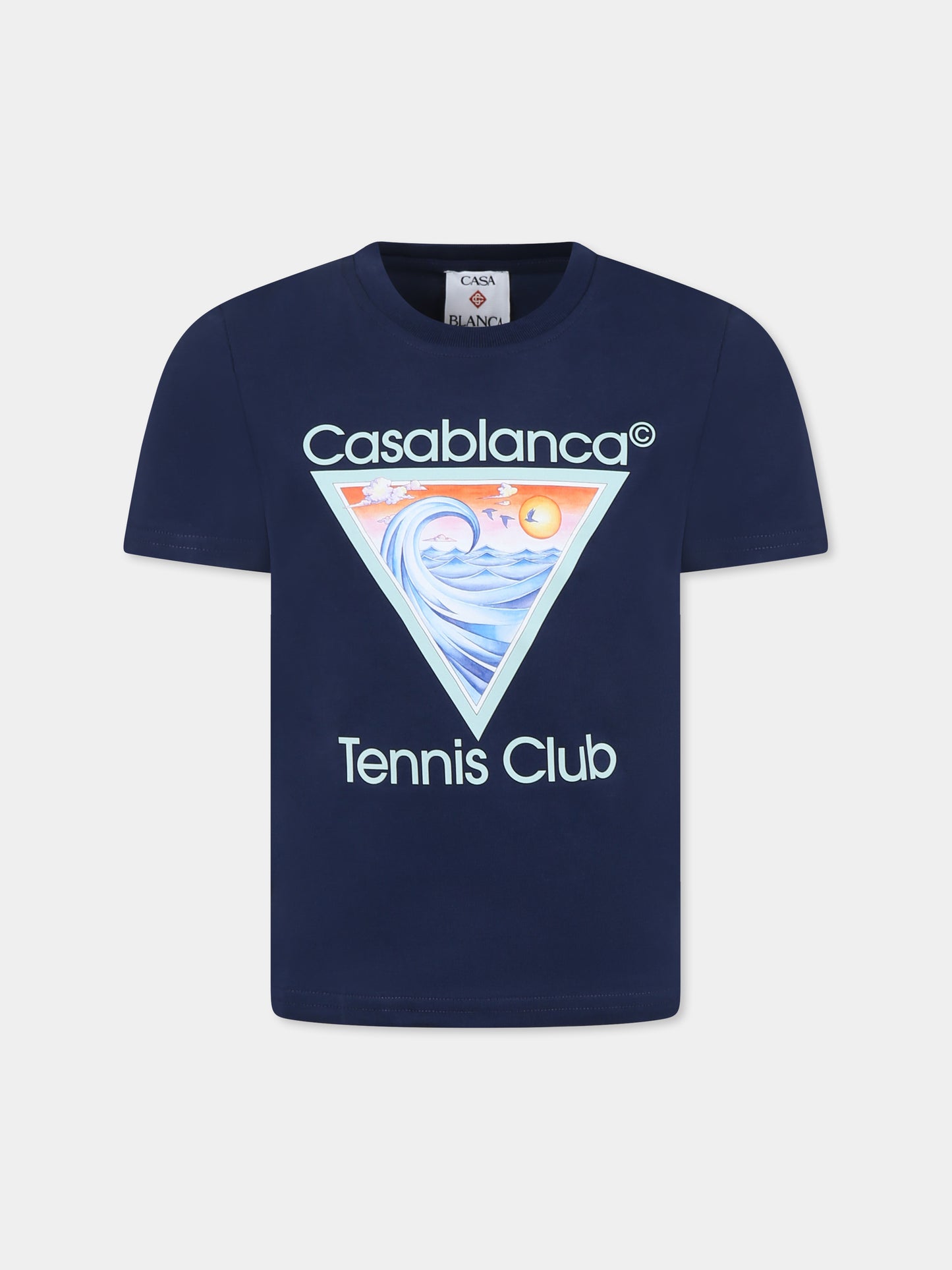 T-shirt blu per bambini con stampa Tennis Club,Casablanca,KS25 JTS 038 03 EX