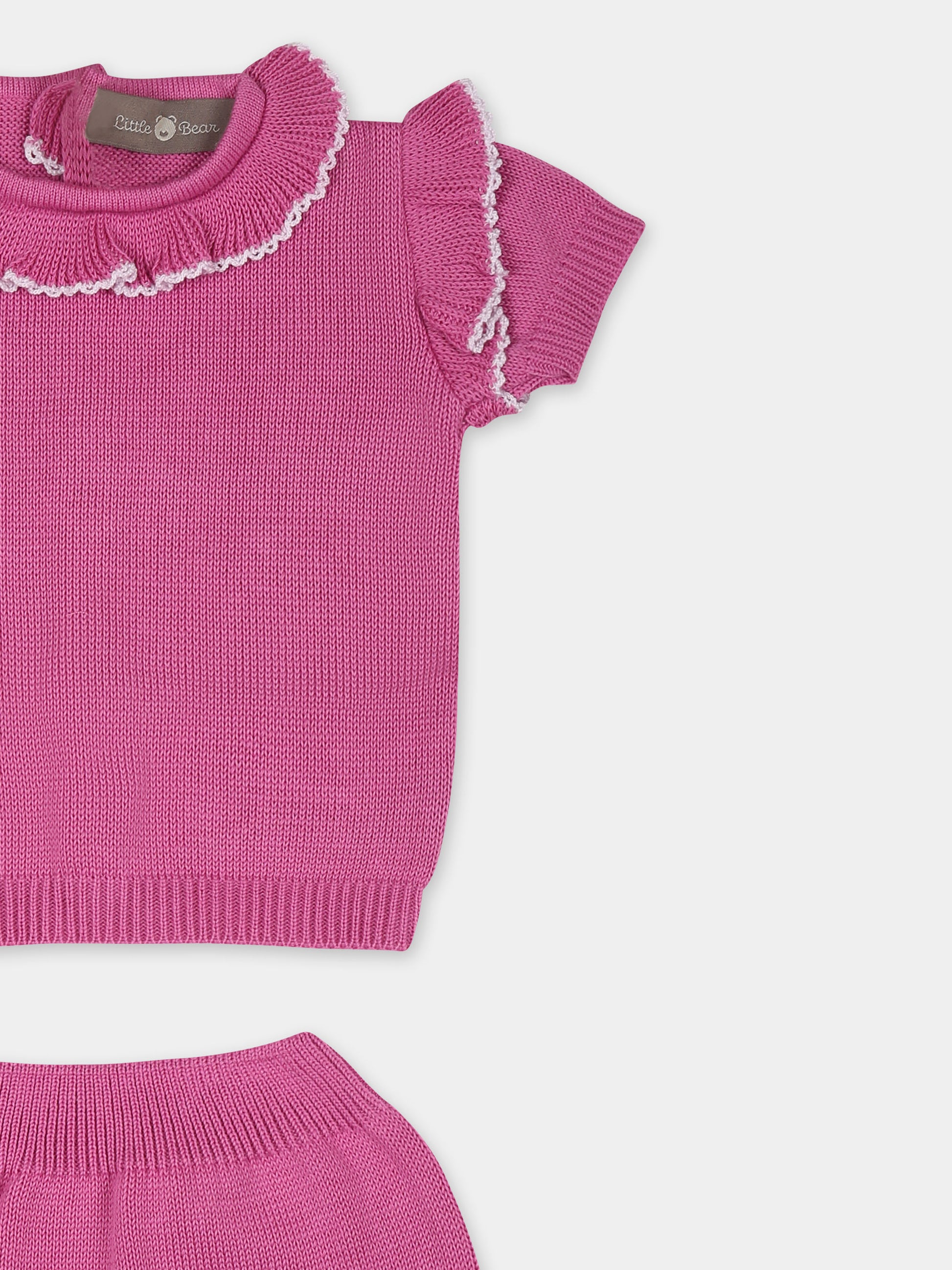 Completo nascita fucsia per neonata,Little Bear,1119 PEONIA/GLICINE