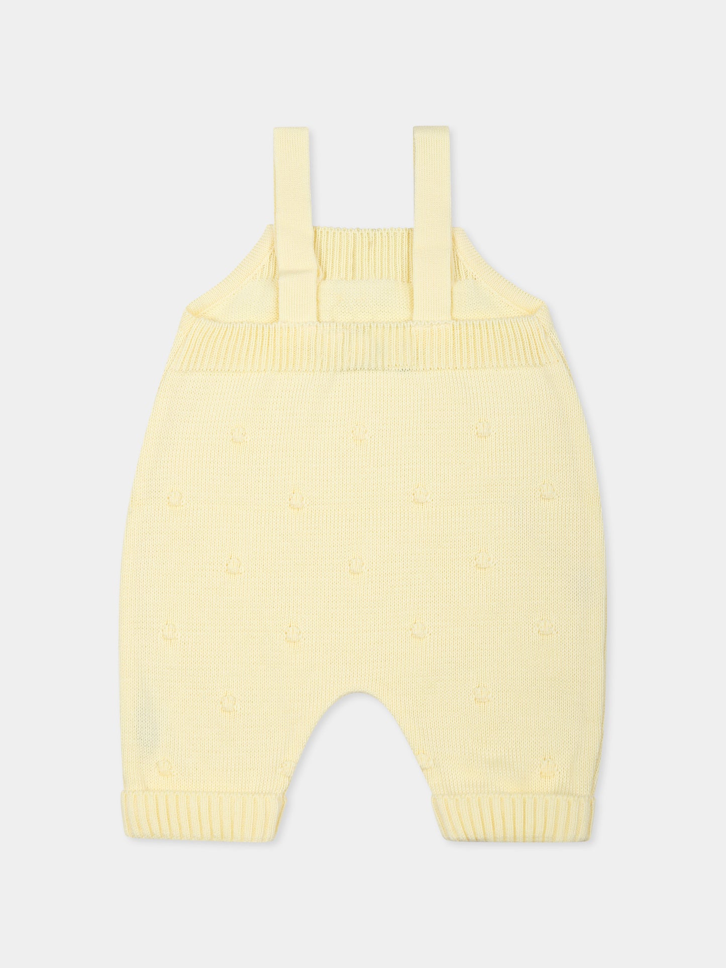 Yellow dungarees for baby boy with polka dots