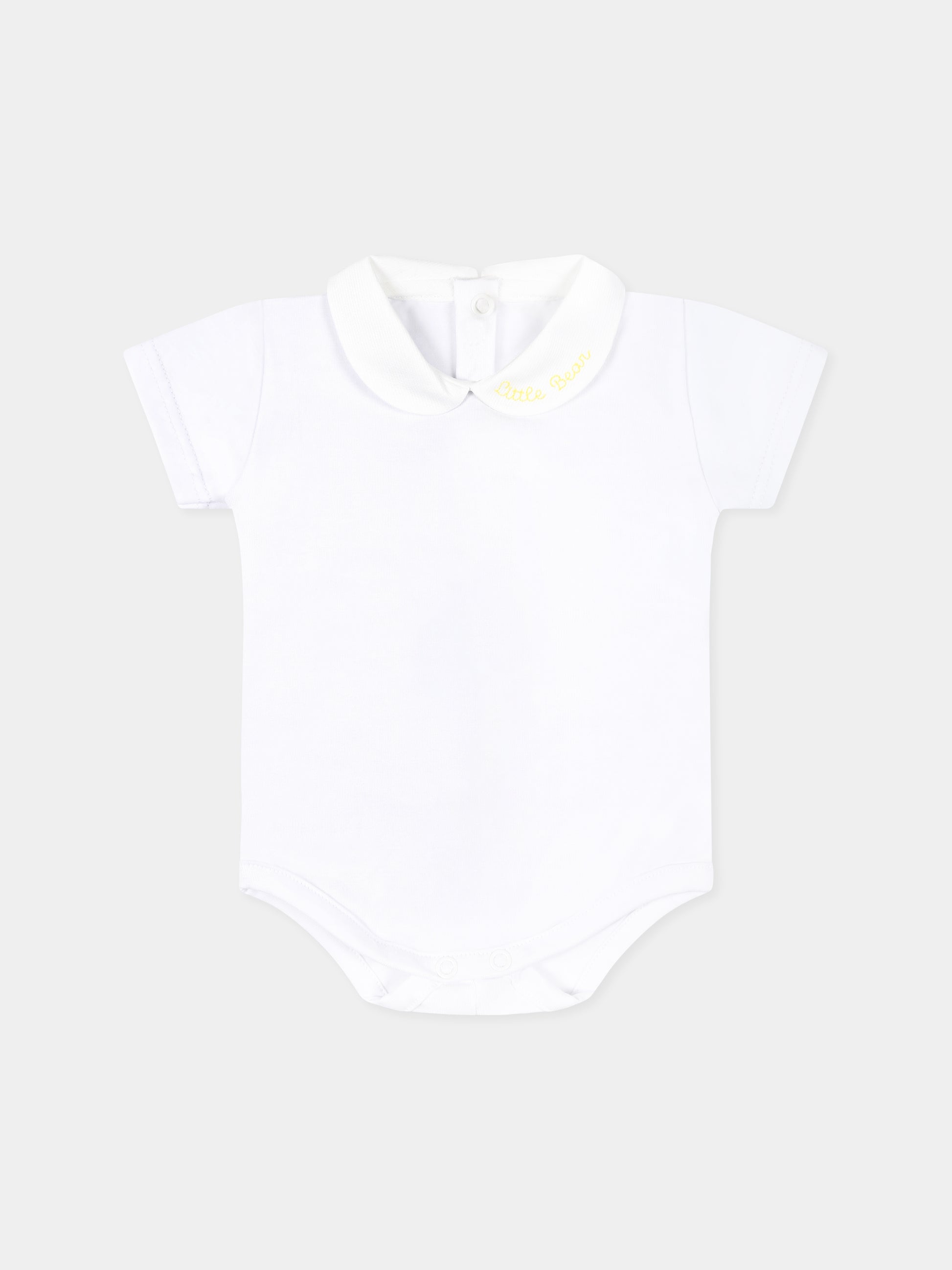 Body bianco per neonati con logo,Little Bear,8020 BIANCO/GIALLO