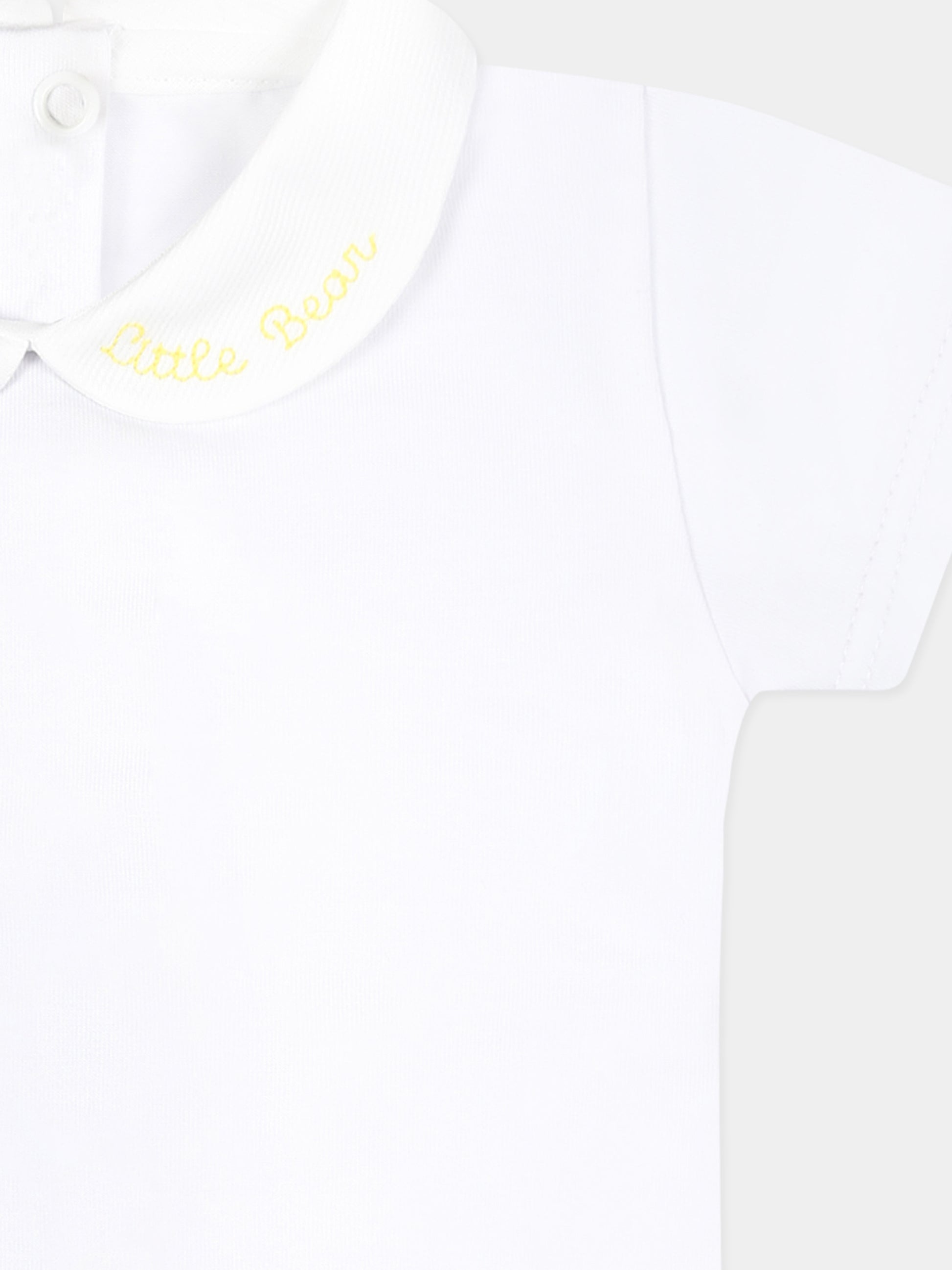 Body bianco per neonati con logo,Little Bear,8020 BIANCO/GIALLO