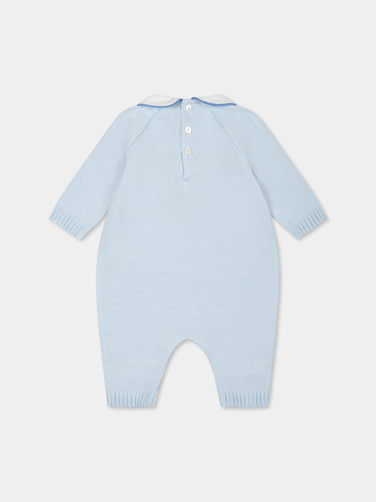 Light blue babygrow for baby boy with bear
