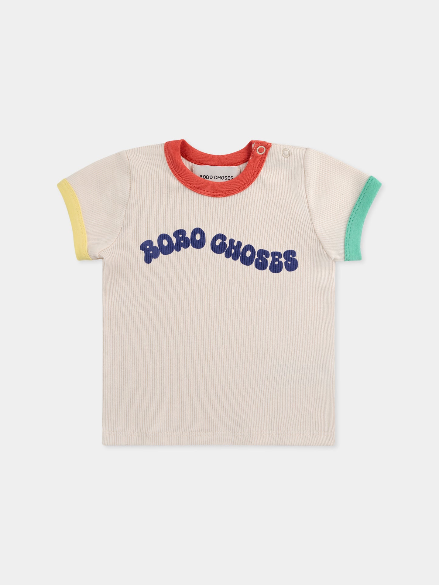 T-shirt avorio per neoanti con logo,Bobo Choses,B125AB014