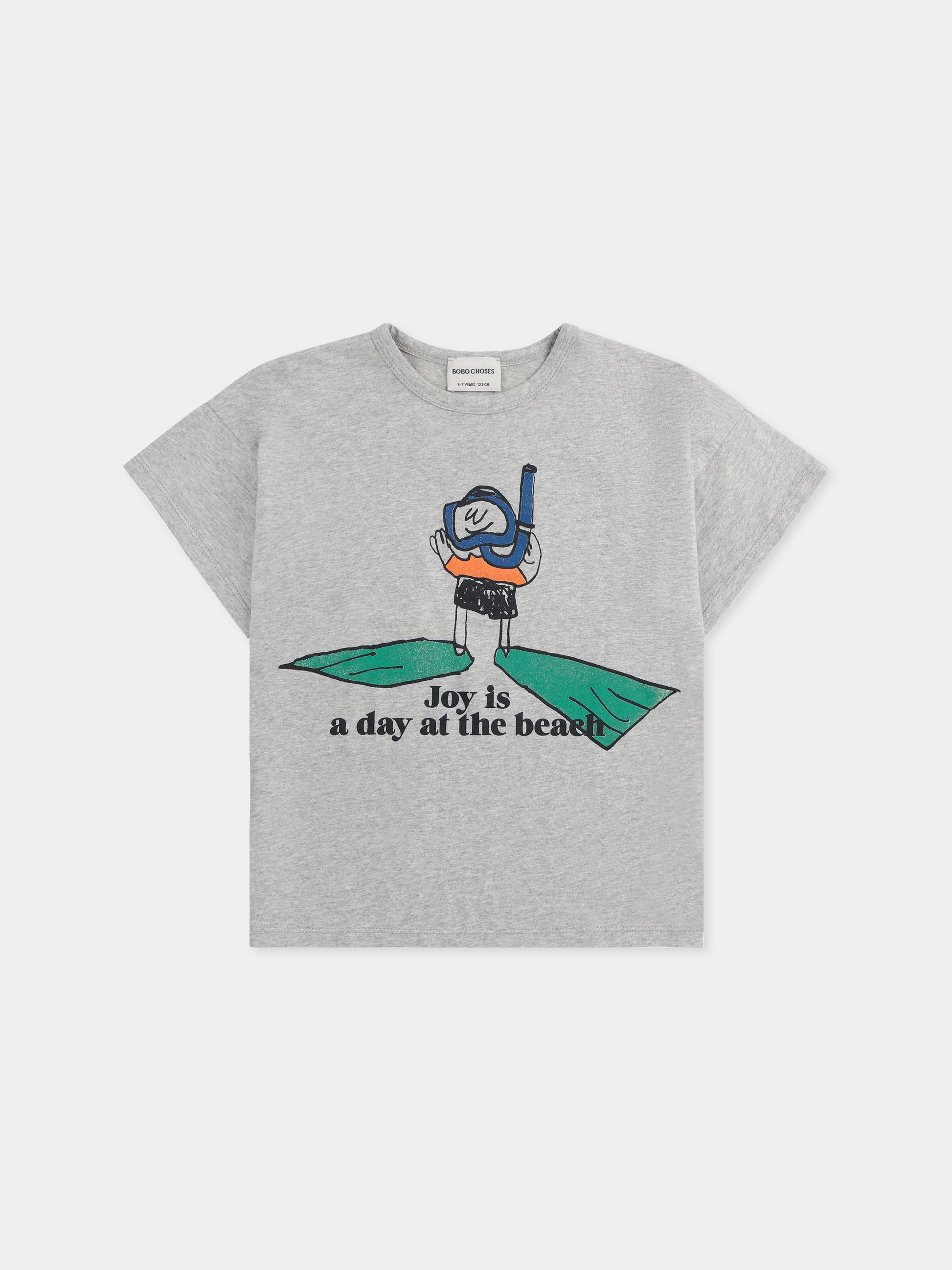 T-shirt grigia per bambini con scritta e sub,Bobo Choses,B125AC007