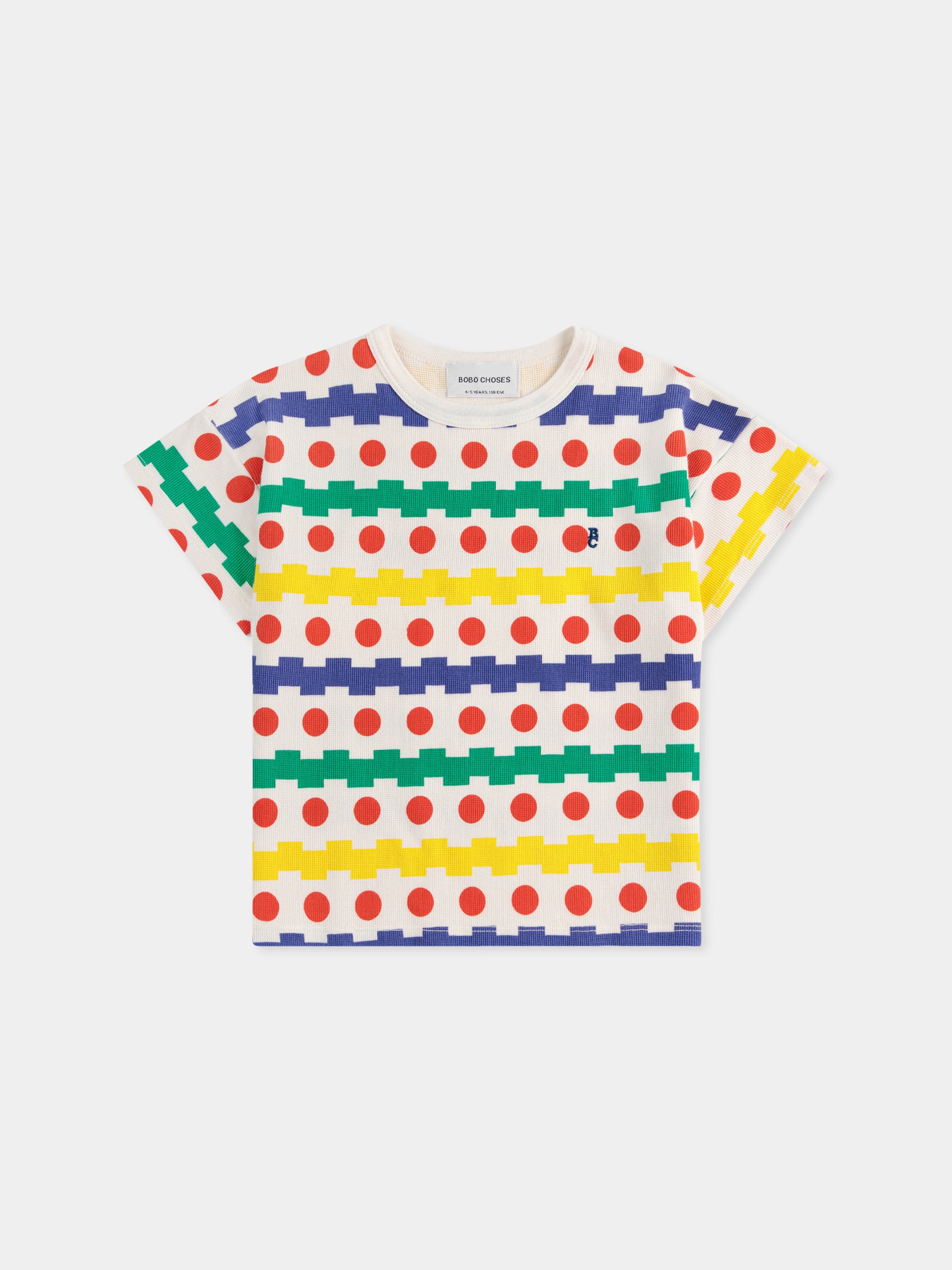 T-shirt bianca per bambini con stampa geometrica,Bobo Choses,B125AC008